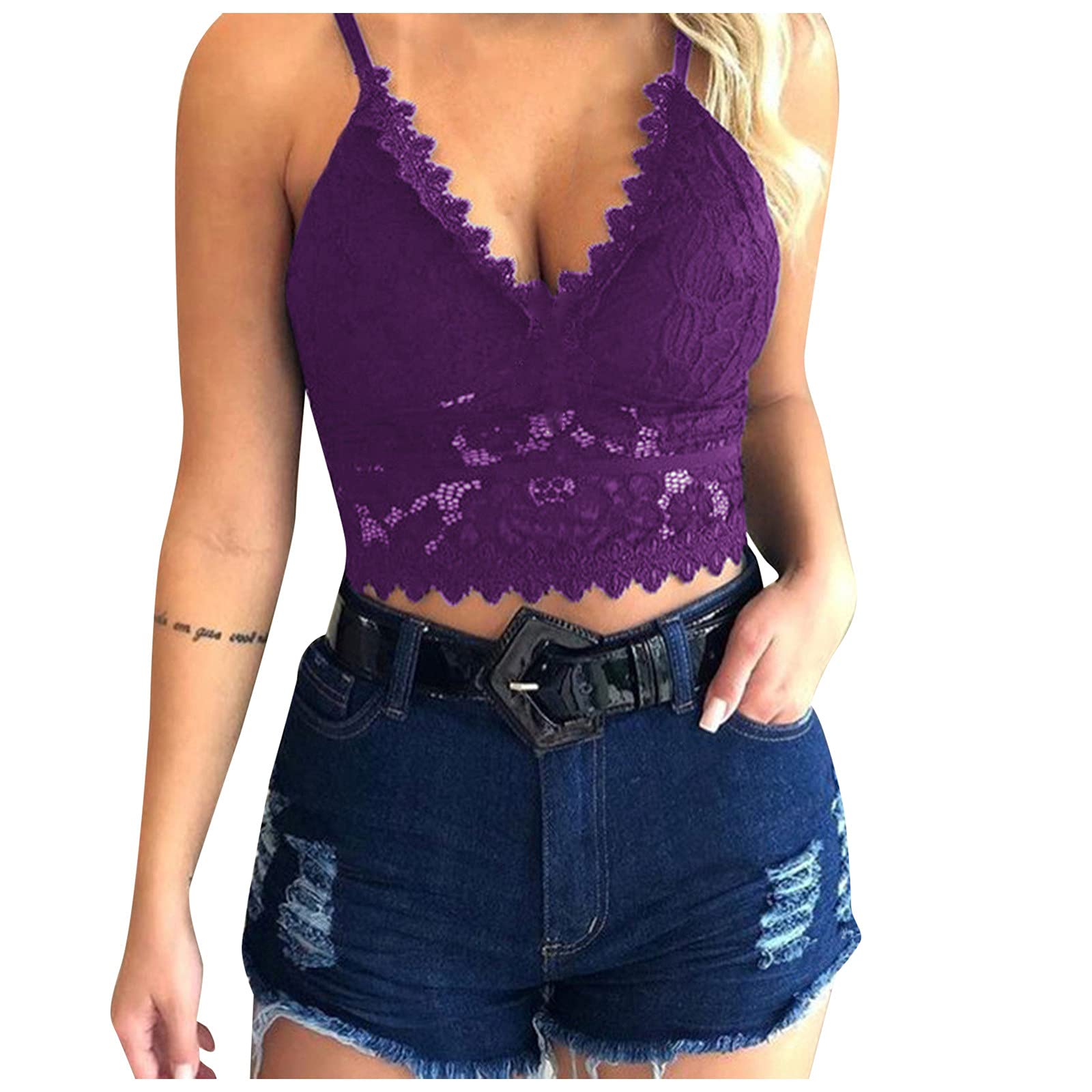 Wire-Free Comfort Yoga Cami Bra - Seamless Smoothing Bra with Garter Belts for Women | Sexy Lingerie Tops for Yoga, Lounge & Date Night