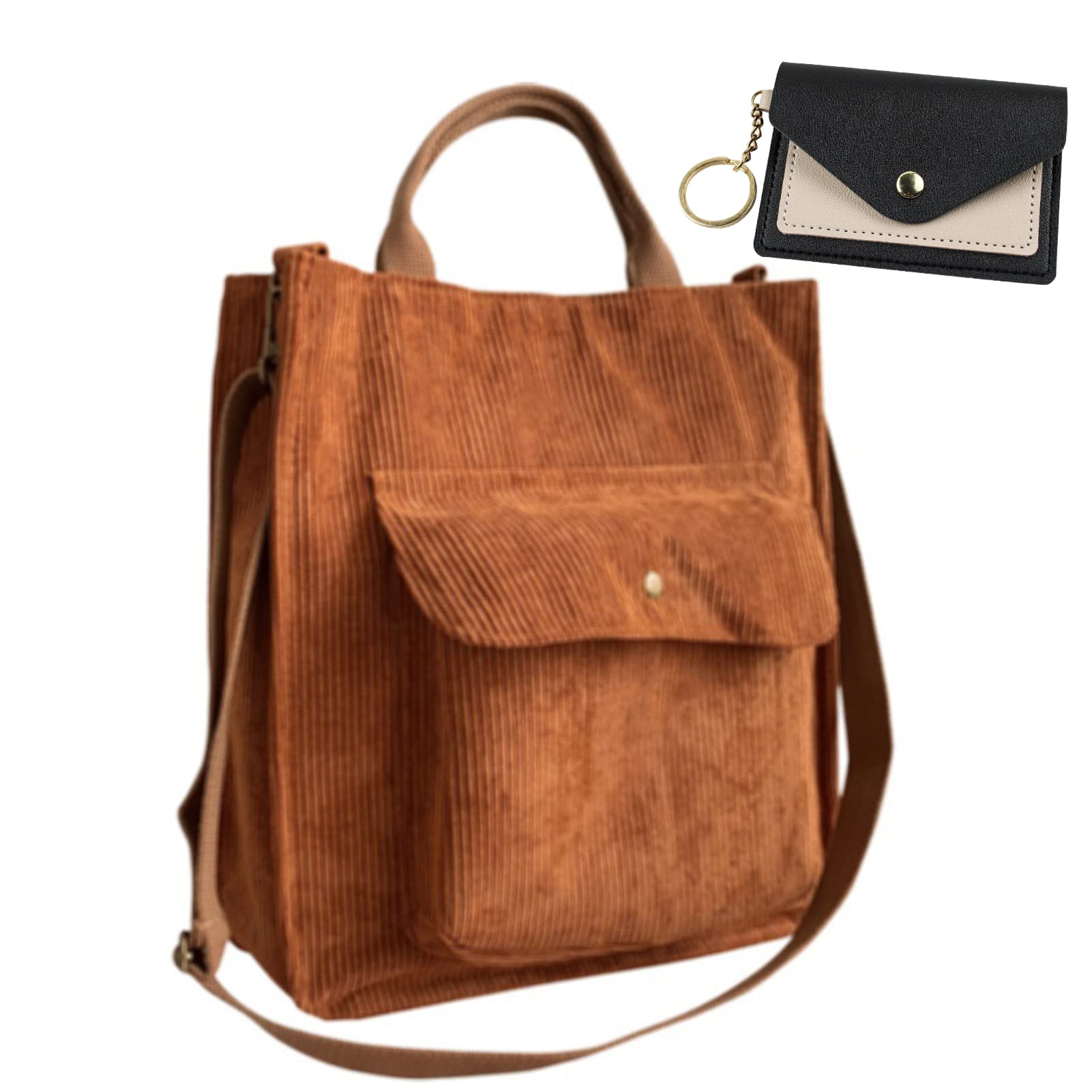Stylish Women's Corduroy Crossbody Shoulder Bag - Large Capacity Fashion Handbag with Outer Pocket for Shopping, Travel & Daily Use