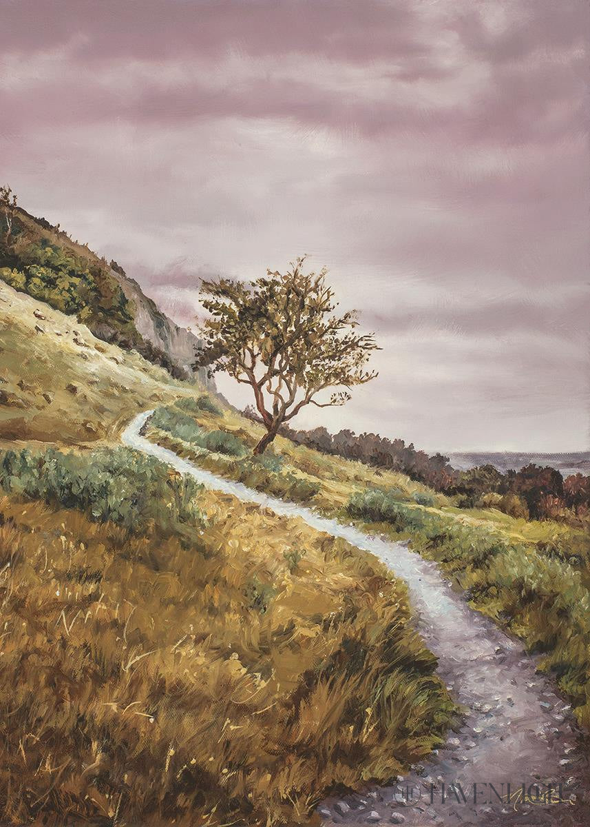 Broken Path Mountain Top Wall Art - Handmade Boho Decor for Living Room, Bedroom & Office - Inspirational Nature Landscape Painting for Home Decor