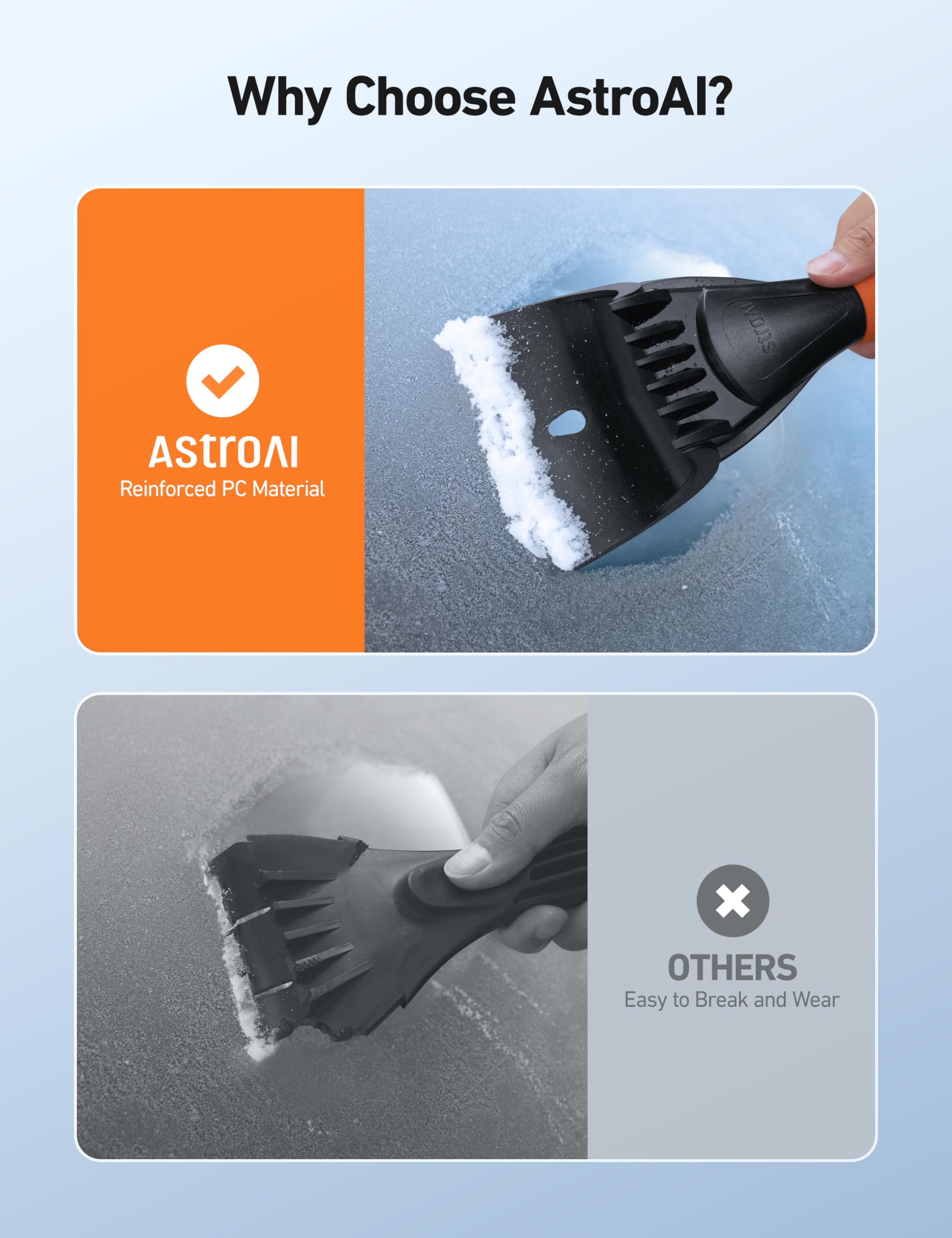AstroAI Heavy Duty Ice Scraper for Car Windshield - Durable Snow and Ice Removal Tool for Cars & Small Trucks - Perfect for Winter Driving, Frosty Mornings & Icy Parking Lots