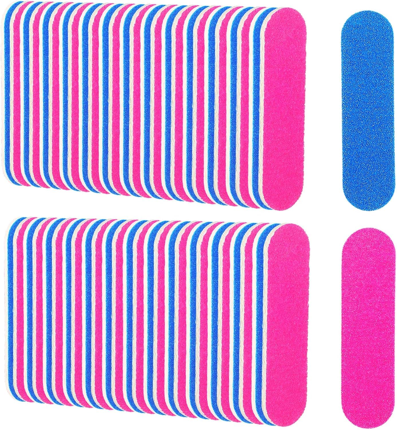 50 Packs Disposable Double Sided Mini Nail Files & Buffers - Travel Size Emery Boards for Natural Nails - Professional & Home Manicure Tools (Pink & Blue) - Perfect for Travel, Salon Use & DIY Nail Care