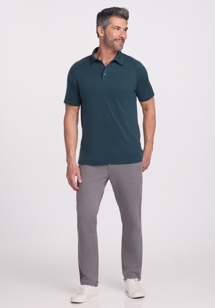Summit Polo Shirt for Men - Enchanted Forest Print - Comfortable & Stylish Casual Wear for Outdoor Adventures, Golf & Travel