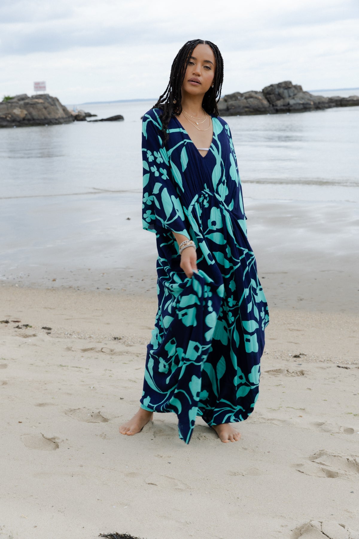 Stylish Floral Print Kaftan Maxi Dress for Women - Boho Beach Cover Up, Pool Party, Summer Vacation Outfit