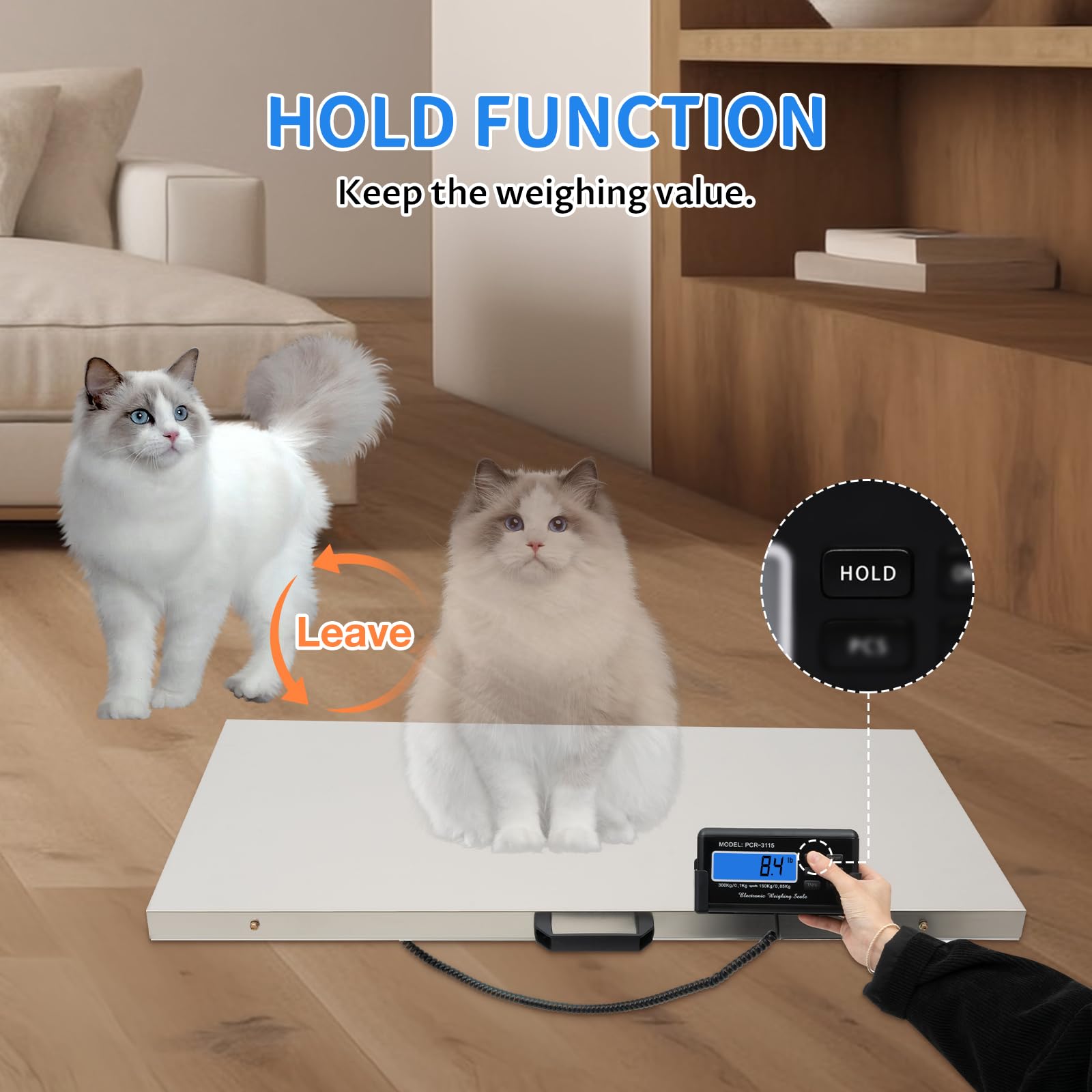 Veterinary Scale - 660 lbs Stainless Steel Digital Livestock Floor Scale for Pets, Cats, Dogs & Cattle | Portable Animal Weighing Platform for Vet Clinics, Farms & Shipping | Accurate Pet Weight Measurement Tool