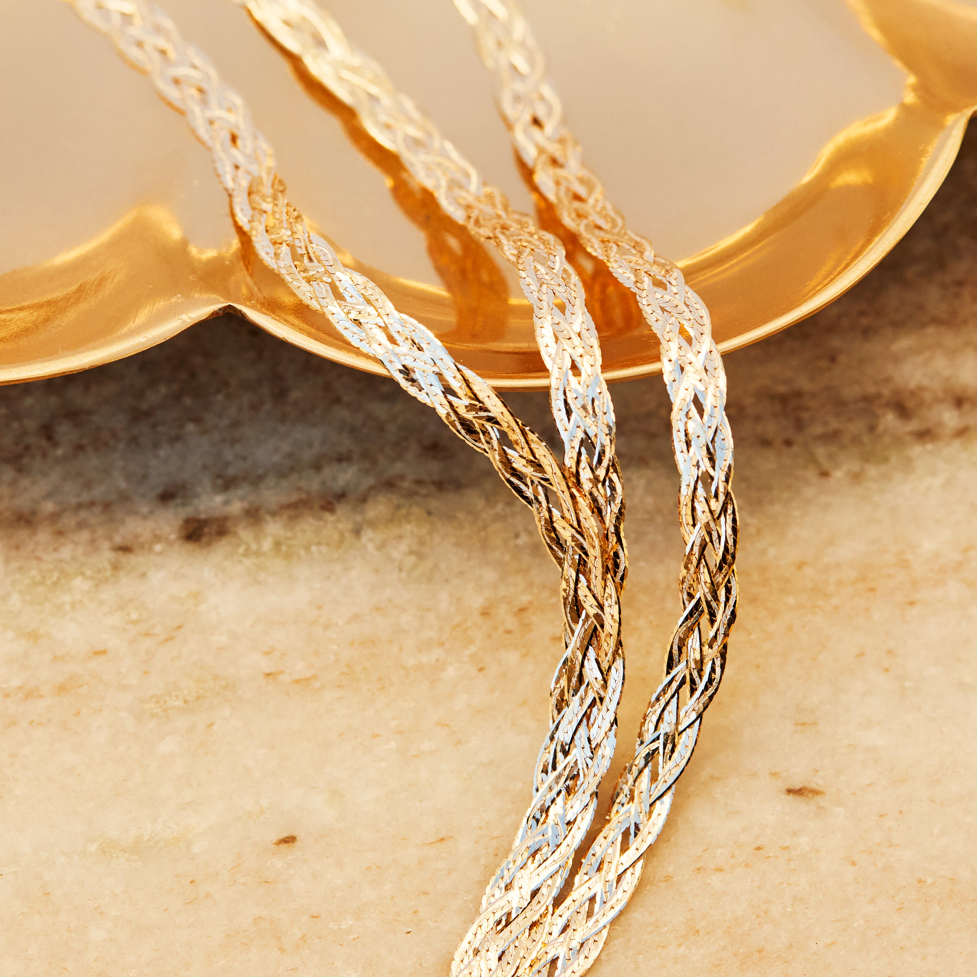 Diamond Cut Braid Chain Necklace for Women - 14K Gold Plated Stainless Steel Jewelry - Perfect for Parties, Weddings & Everyday Wear