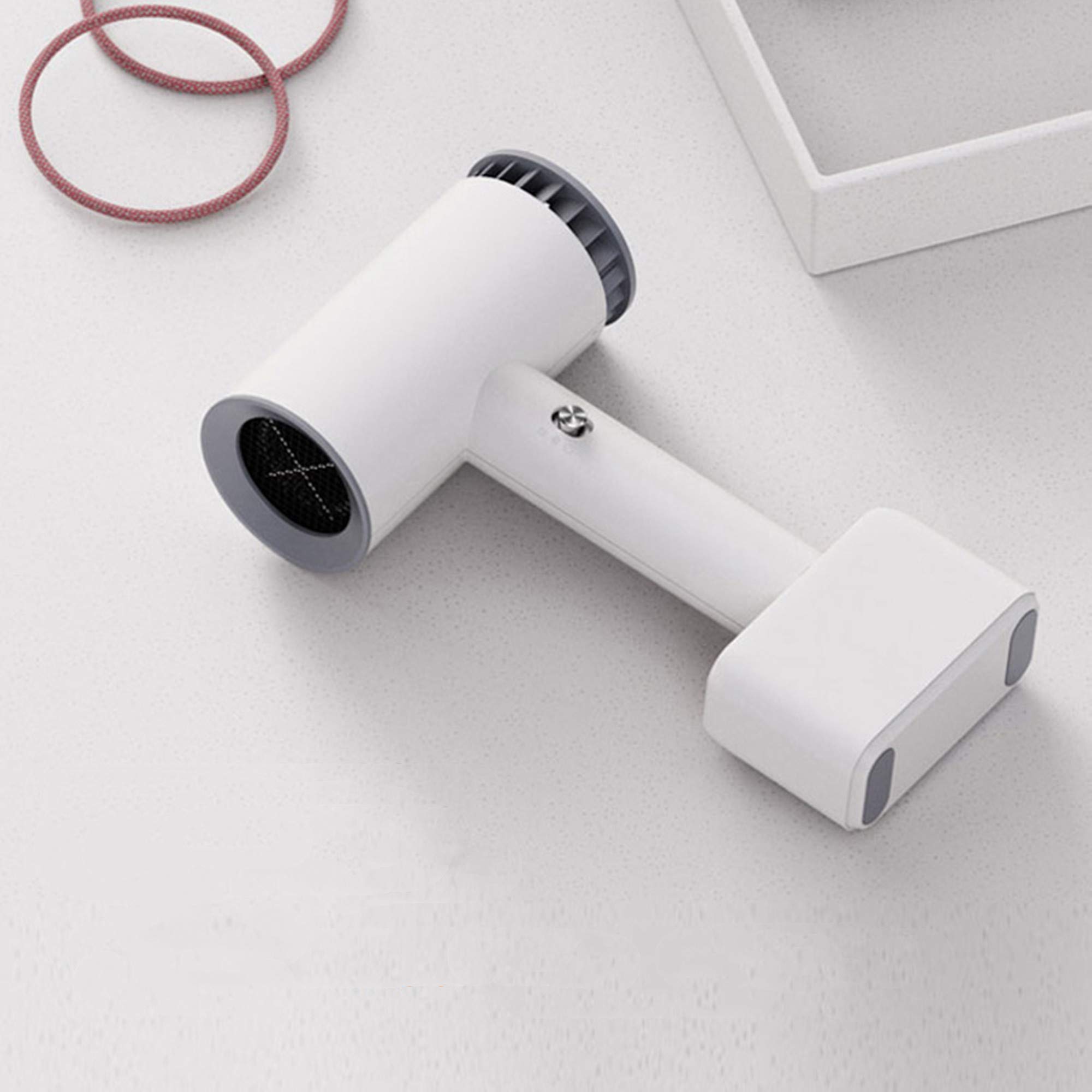 Wireless Hair Dryer 350W - Rechargeable Cordless Blow Dryer with Hot & Cold Air Settings for Travel, Gym, Home Use - Portable Hairdryer for Indoor & Outdoor - White