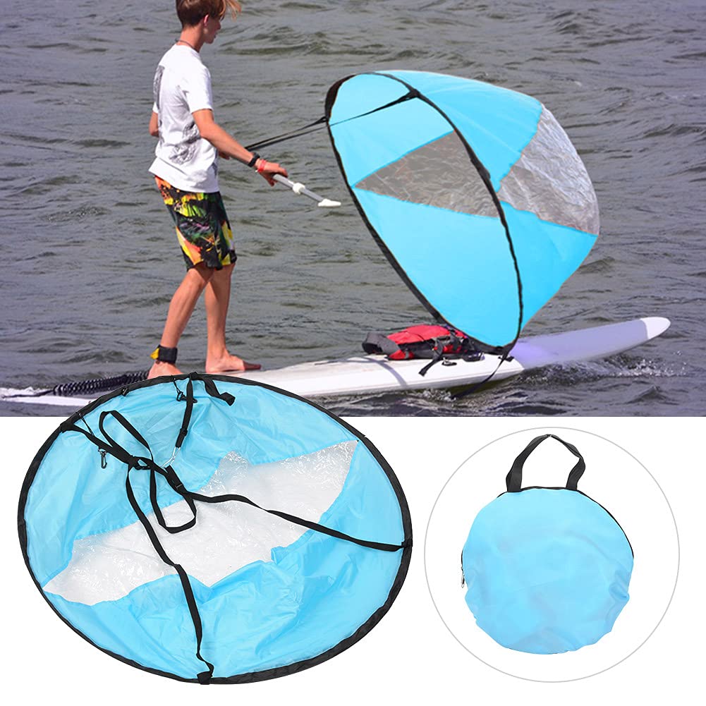 GOWENIC Foldable Downwind Sail for Kayak Canoe Boat - Lightweight Spinnaker Sail with Storage Bag - Lake Blue - Perfect for Surfing, Paddle Boarding & Water Sports Adventures
