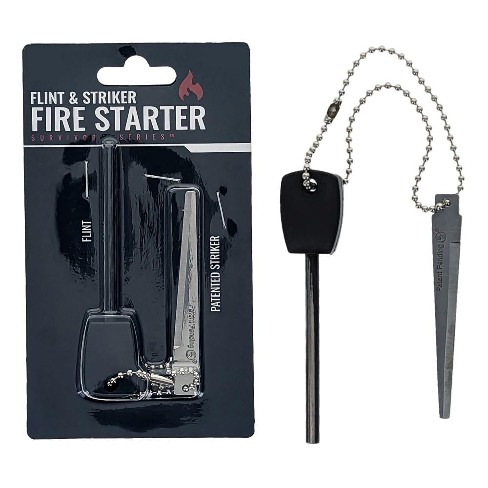 3 Pack Emergency Flint Fire Starter Striker Lighter - Waterproof Survival Tool for Camping, Hiking, Backpacking & Outdoor Adventures