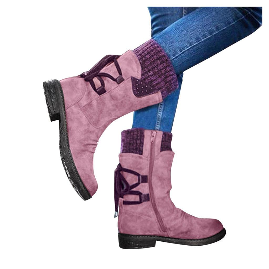 Vintage Women's Ankle Boots - Chunky Heel Combat Booties with Lace Up Design for Casual & Outdoor Wear | Zieglen Mid-Calf Boots for Fall & Winter Fashion