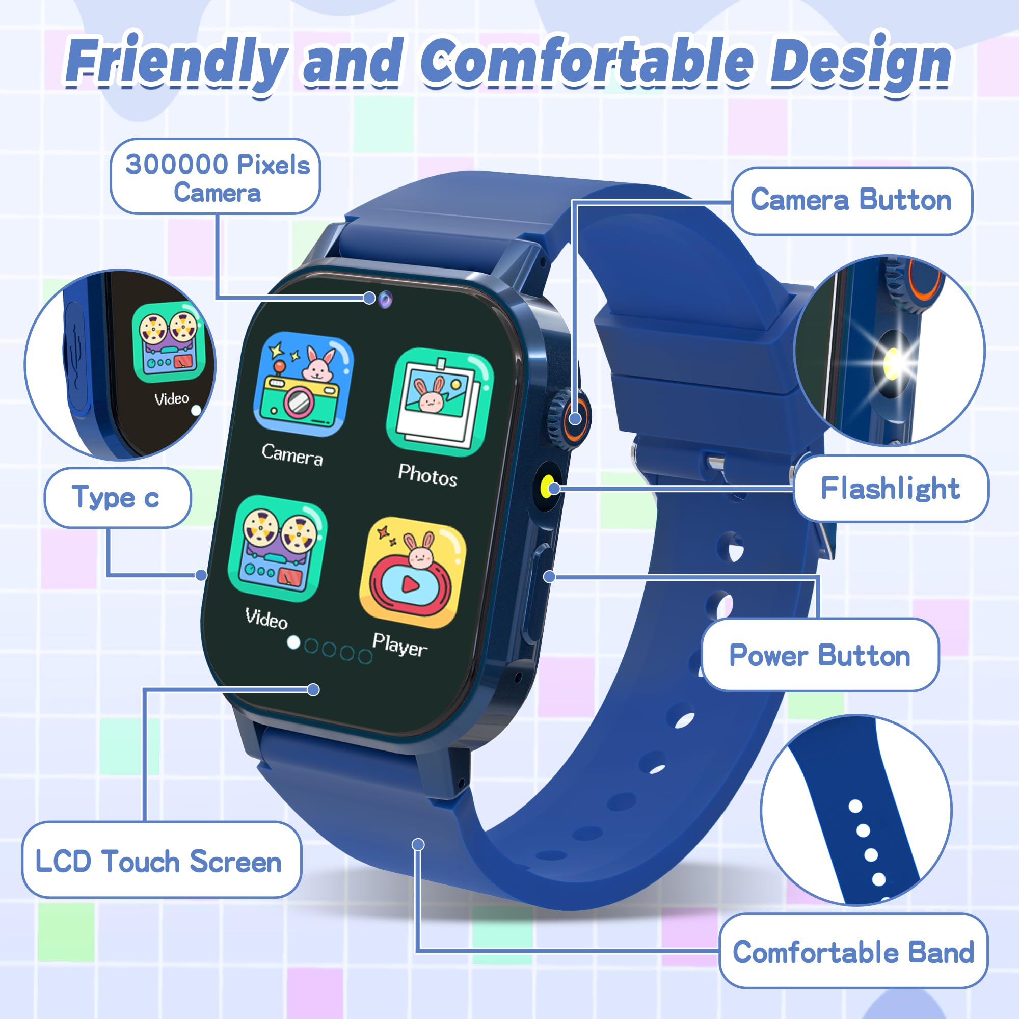Phyulls Kids Smart Watch with Camera, Music Player, Pedometer & Learning Cards - Waterproof Digital Watch for Boys & Girls Ages 3-12 - Perfect for School, Playtime & Outdoor Activities
