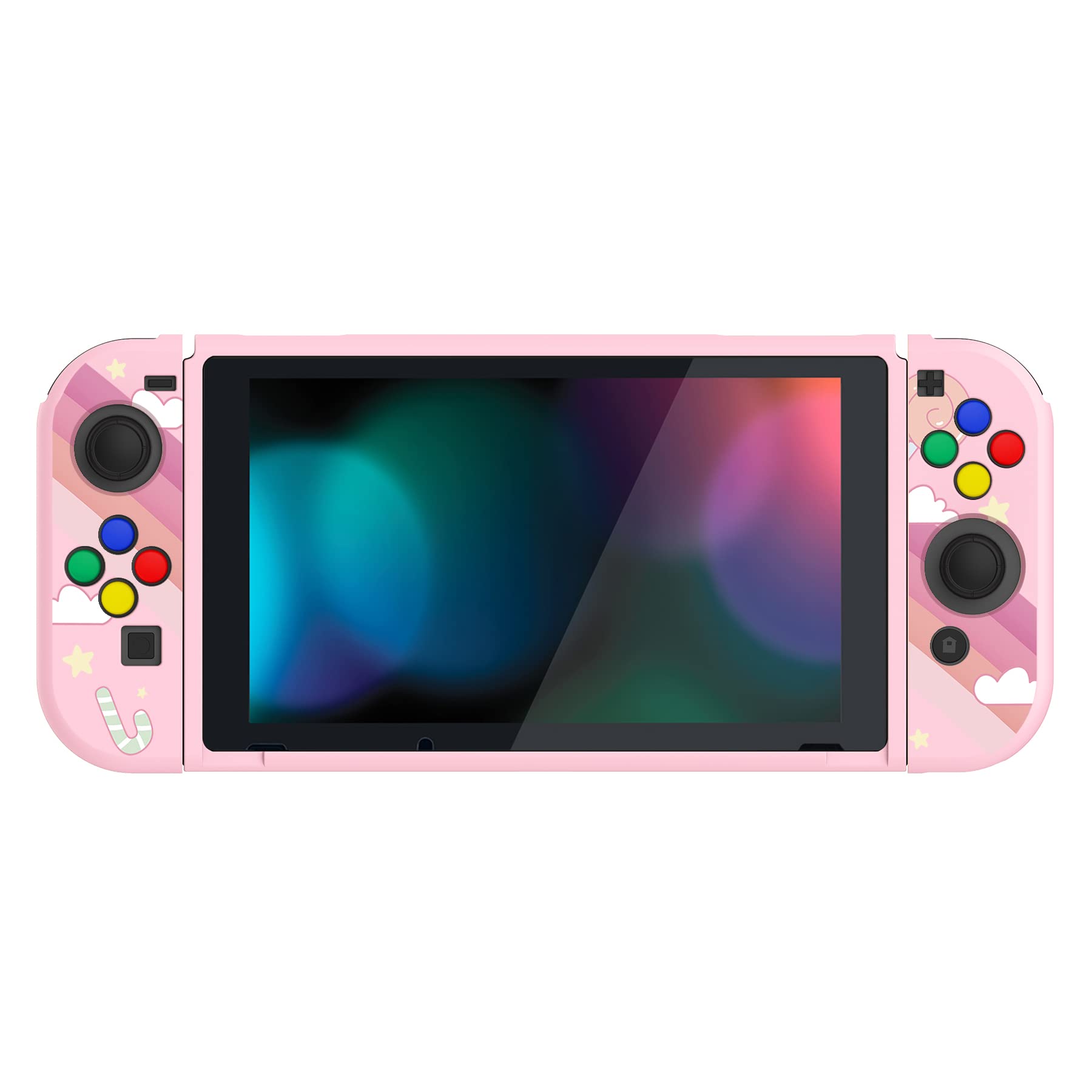 PlayVital Protective Case for Nintendo Switch Joy-Con Controllers - Rainbow Unicorn TPU Cover with Cap for Enhanced Grip & Scratch Protection | Perfect for Gaming, Travel & Storage