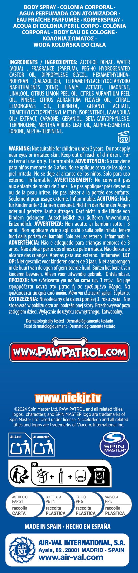 PAW PATROL Kids Body Spray for Boys & Girls - 200ml (6.7 oz) | Light & Fresh Scent | Perfect for School, Playtime & Daily Use