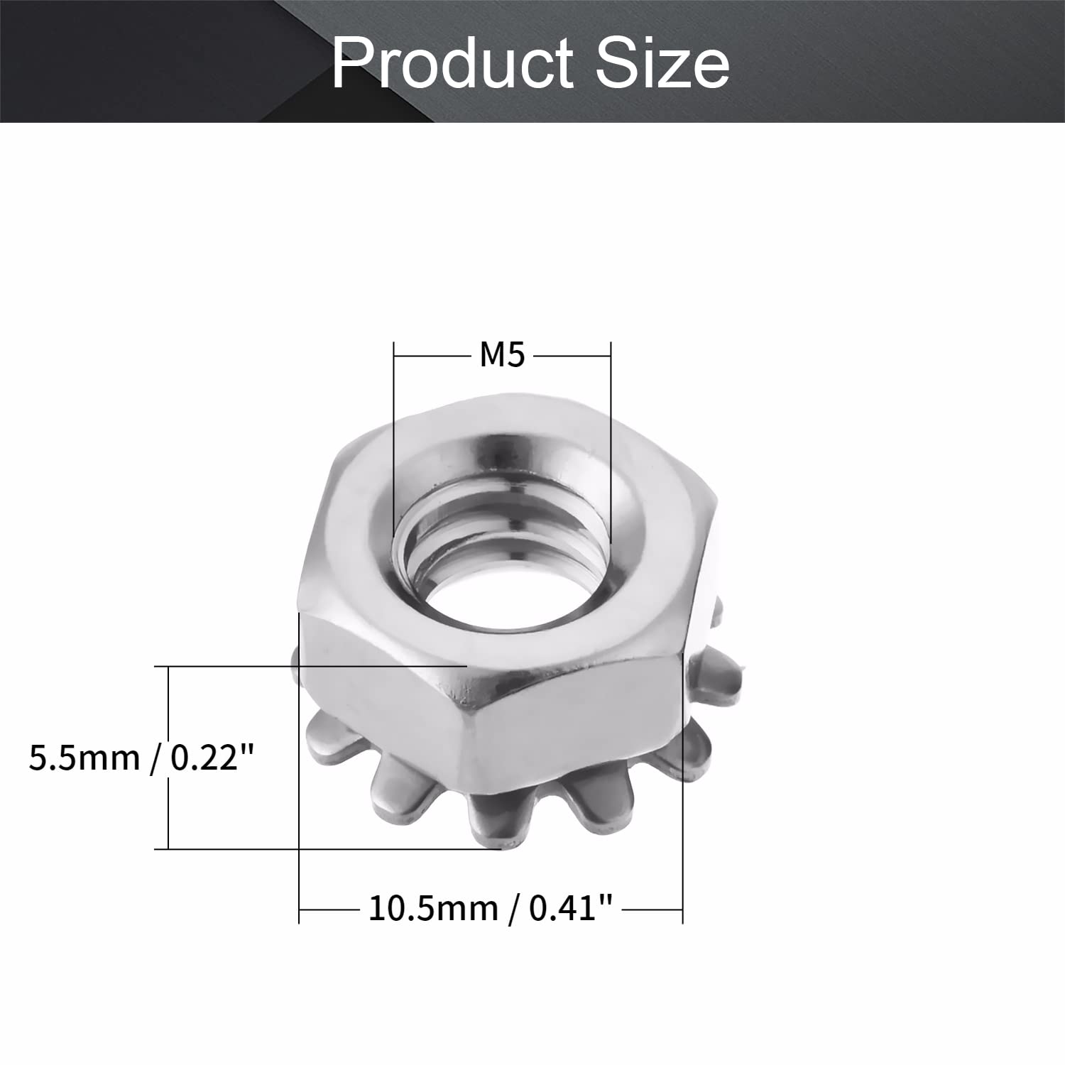 MroMax 1/4-20 K-Lock Nuts, 304 Stainless Steel Keps Lock Nuts (20Pcs) - Silver Hardware Fasteners for Machinery, Furniture & Electrical Appliances | Secure Fastening Solution for DIY Projects & Industrial Use