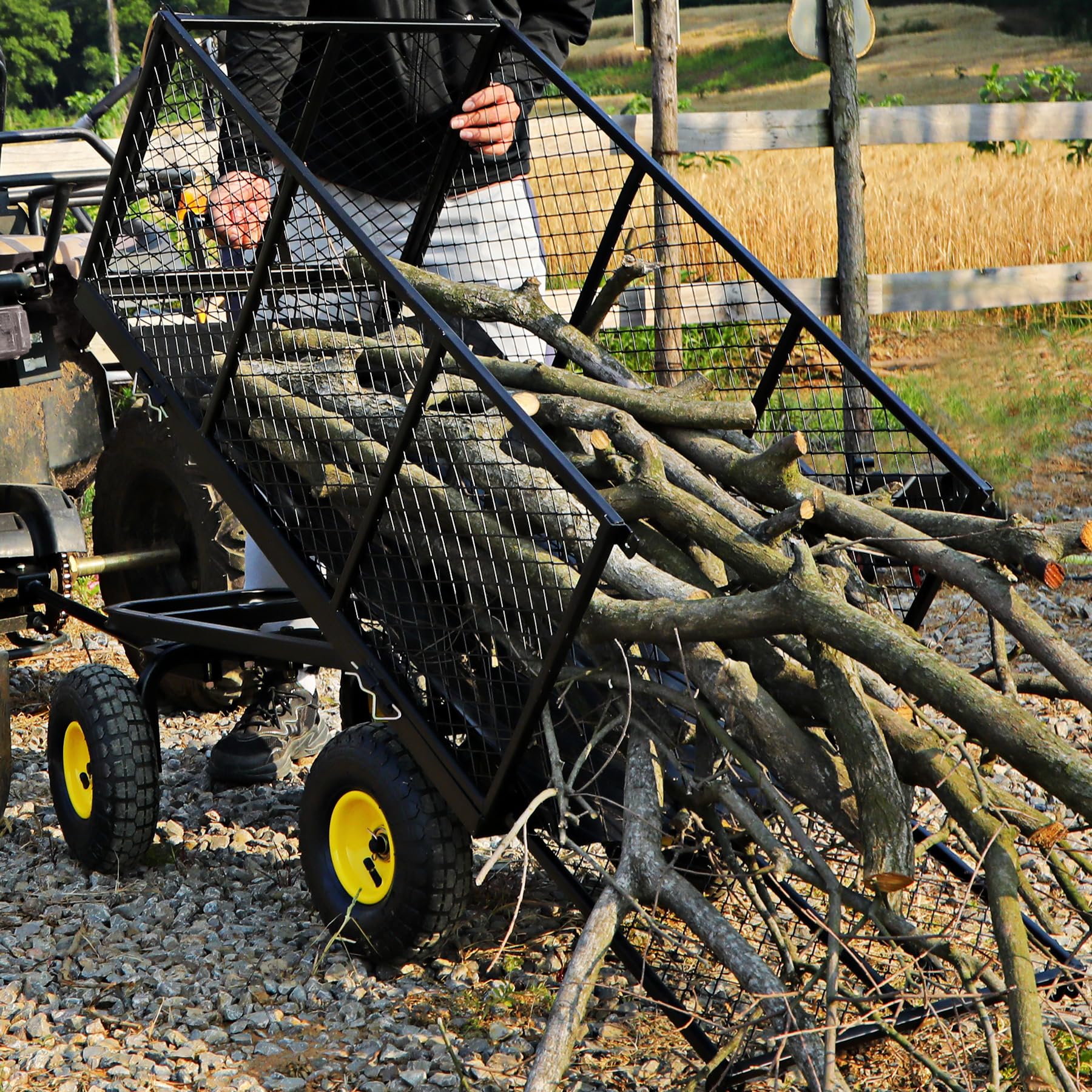 REDCAMP 800lbs Capacity Heavy Duty Utility Garden Cart with Removable Mesh Steel Sides & 10