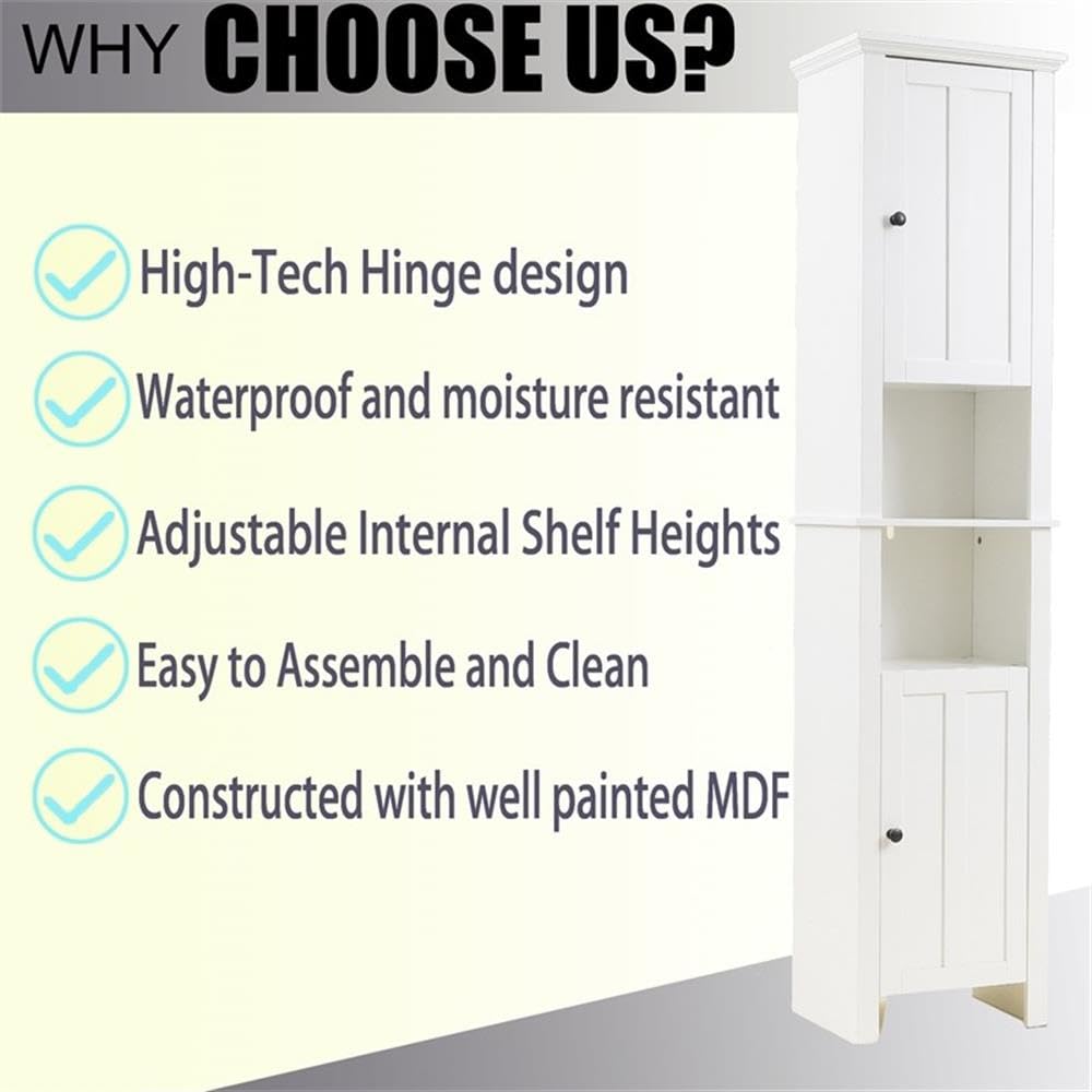 Winsome House White Wood Tall Bathroom Storage Cabinet - Perfect for Organizing Towels, Toiletries & Bathroom Essentials in Modern Homes