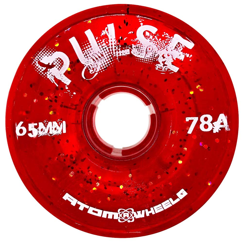Quad Roller Skating Wheels 65x37mm 78A Hardness Outdoor Glitter Red Pulse Wheels - 1 Pack (4 Wheels) for Roller Derby, Skate Parks & Street Skating