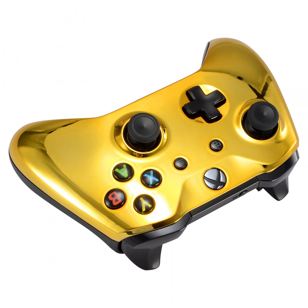 eXtremeRate Chrome Gold Edition Front Housing Shell Faceplate for Microsoft Xbox One X & One S Controller - Premium Replacement Cover for Enhanced Gaming Experience - Perfect for Customization, Repair, and Competitive Gaming Sessions
