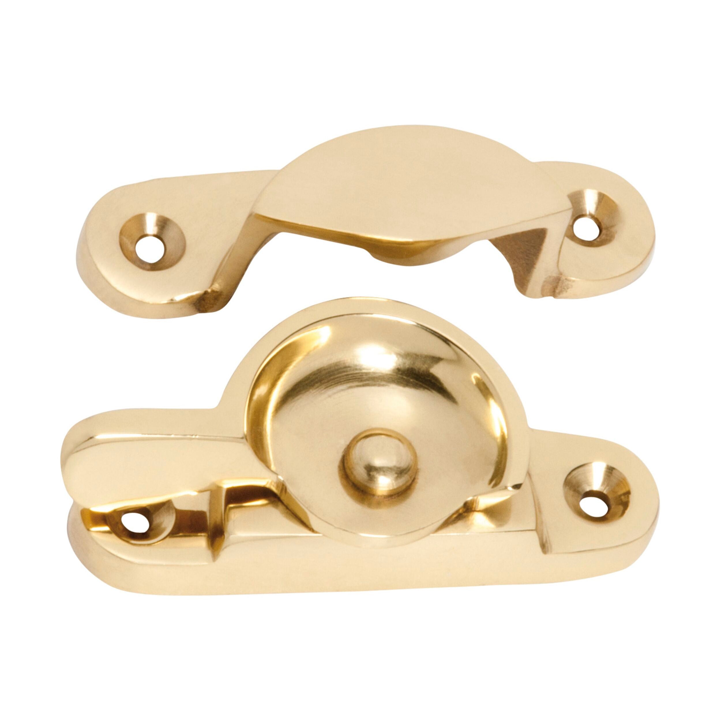 1600 Sash Fastener Classic Polished Brass L65xW25mm - Vintage Window Hardware for Double Hung Windows, Home Restoration & DIY Projects