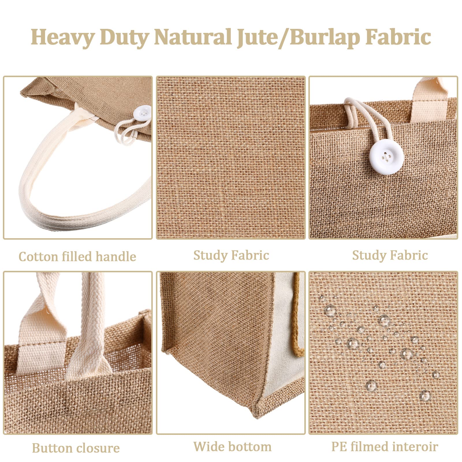 8-Pack Large Burlap Tote Bags with Handles - Reusable Jute Canvas Shopping Bags for Groceries, Beach, Wedding Favors & Eco-Friendly Gifts