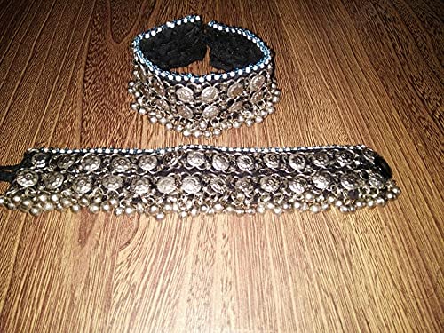 Handmade Tribal Kuchi Anklet Pair with Silver Bells - Boho Ethnic Ankle Bracelet for Women - Perfect for Festivals, Beach Parties & Boho Fashion Accessories