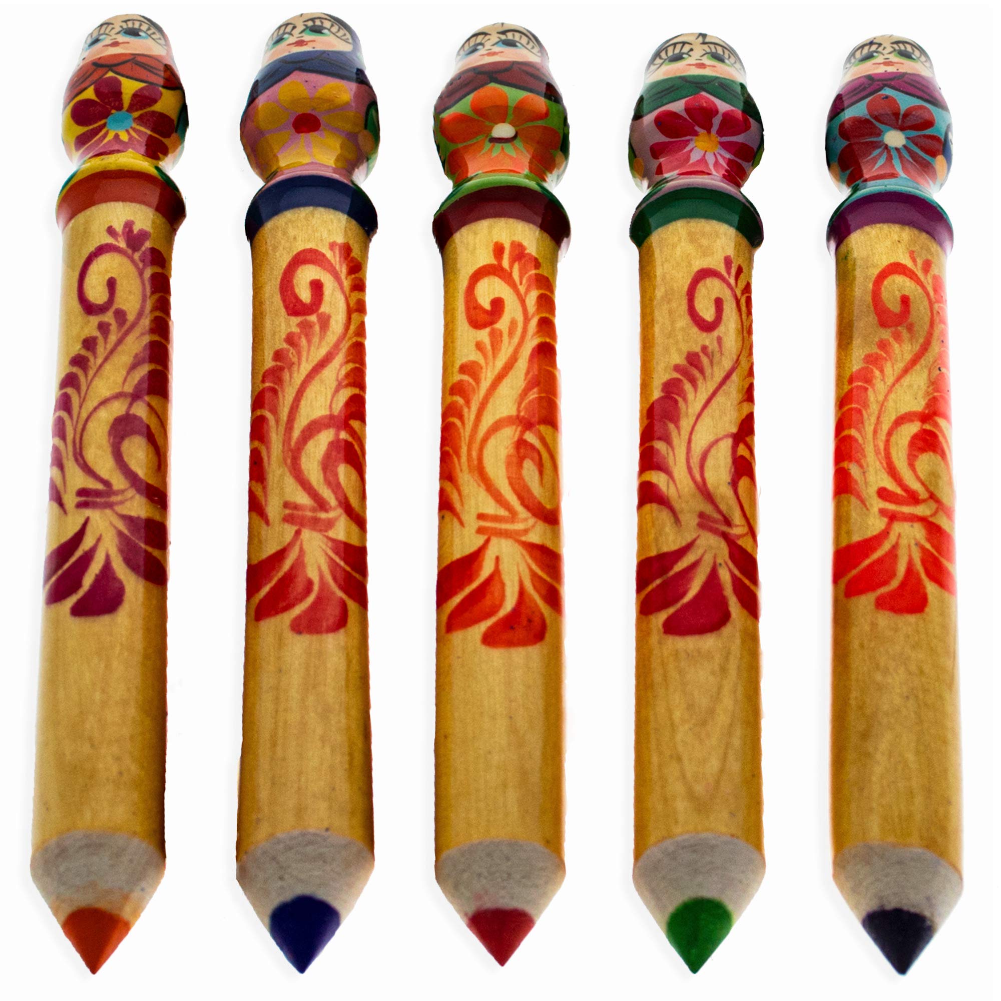 BestPysanky Giant Wooden Matryoshka Doll Pencil - Hand-Painted Russian Nesting Doll Design (Random Style) - Perfect for School, Office & Unique Gift Giving