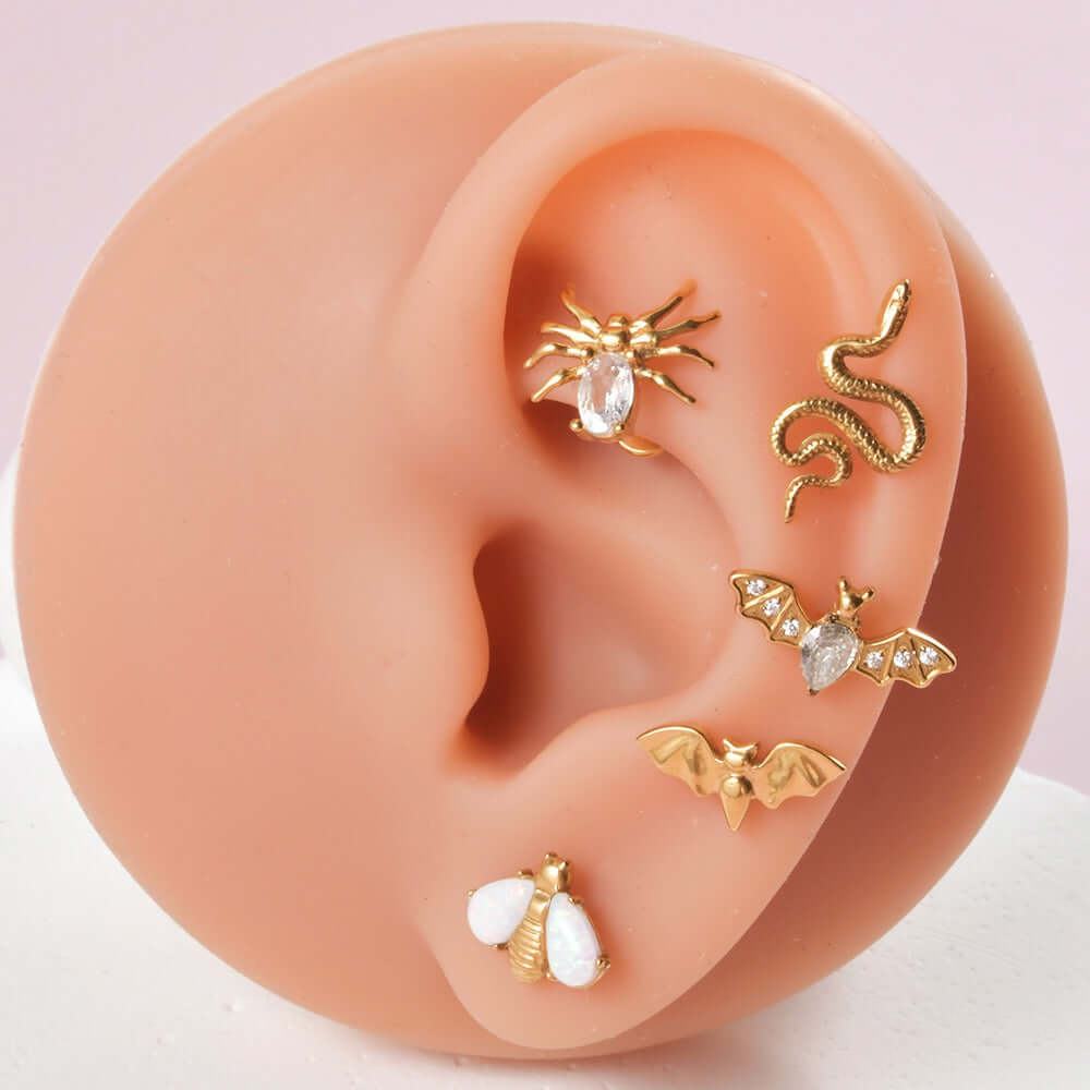 Bat & Spider Stud Earrings for Women | Gothic Halloween Jewelry | DL3011 | Perfect for Costume Parties & Gothic Fashion