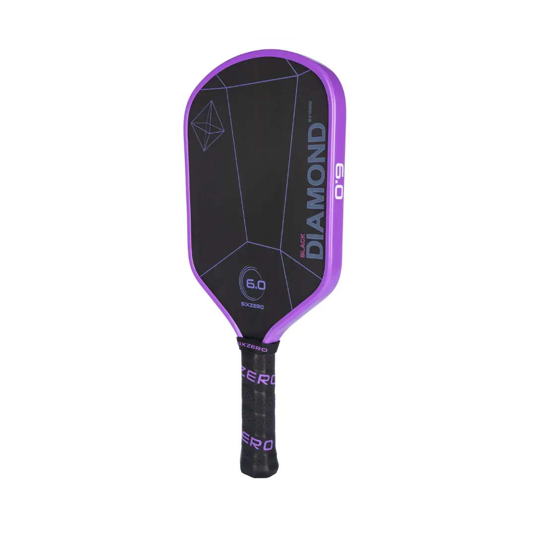 Six Zero Black Diamond Power 16mm Pickleball Paddle - Amethyst Purple Edgeguard | Premium Performance for Competitive & Recreational Play | Indoor & Outdoor Court Use