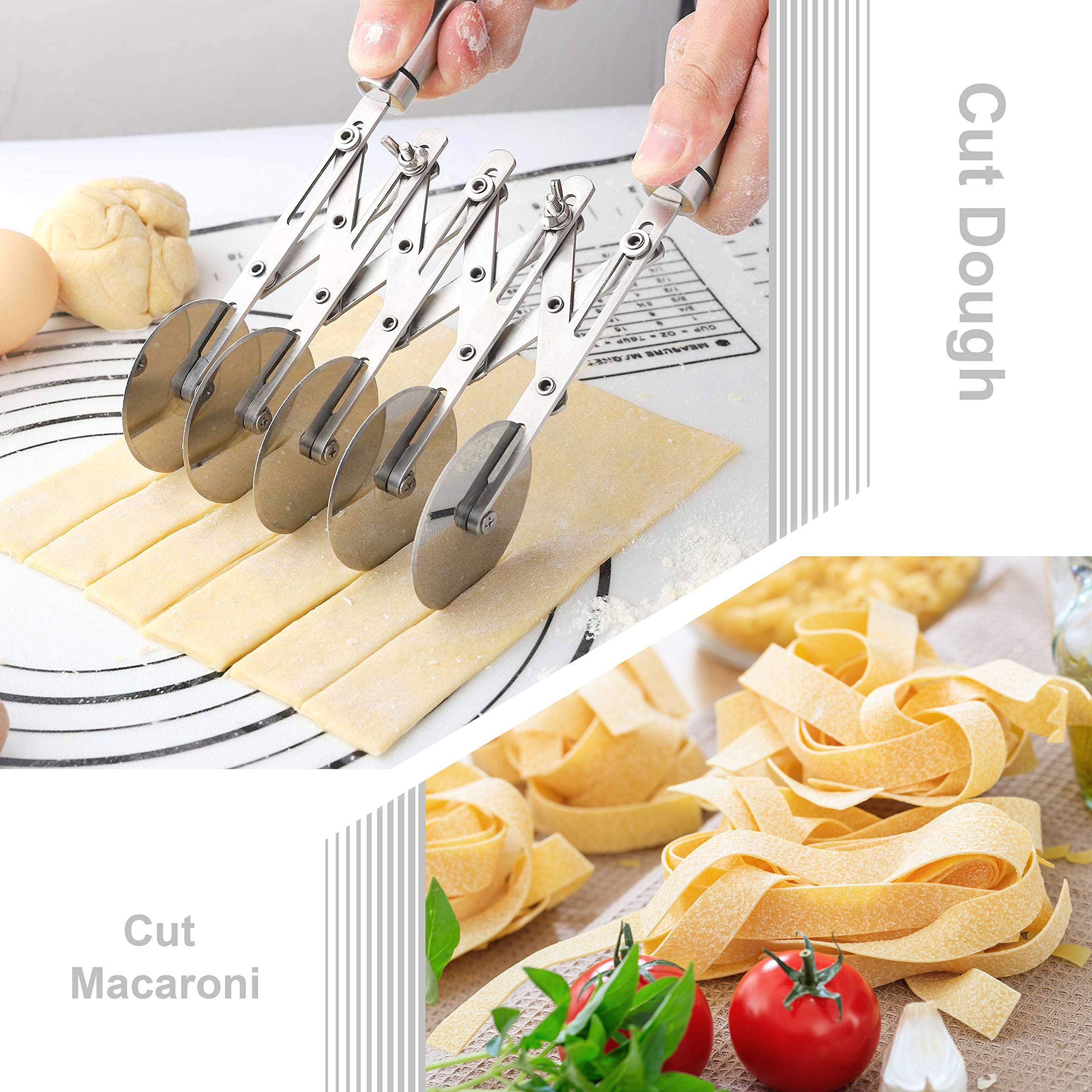 Stainless Steel Pastry Cutter & Dough Roller - Adjustable Pizza Slicer, Pasta Wheel Cutter with Comfort Handle | Perfect for Baking Pies, Pizzas, and Homemade Pasta | Kitchen Essentials for Bakers & Home Chefs