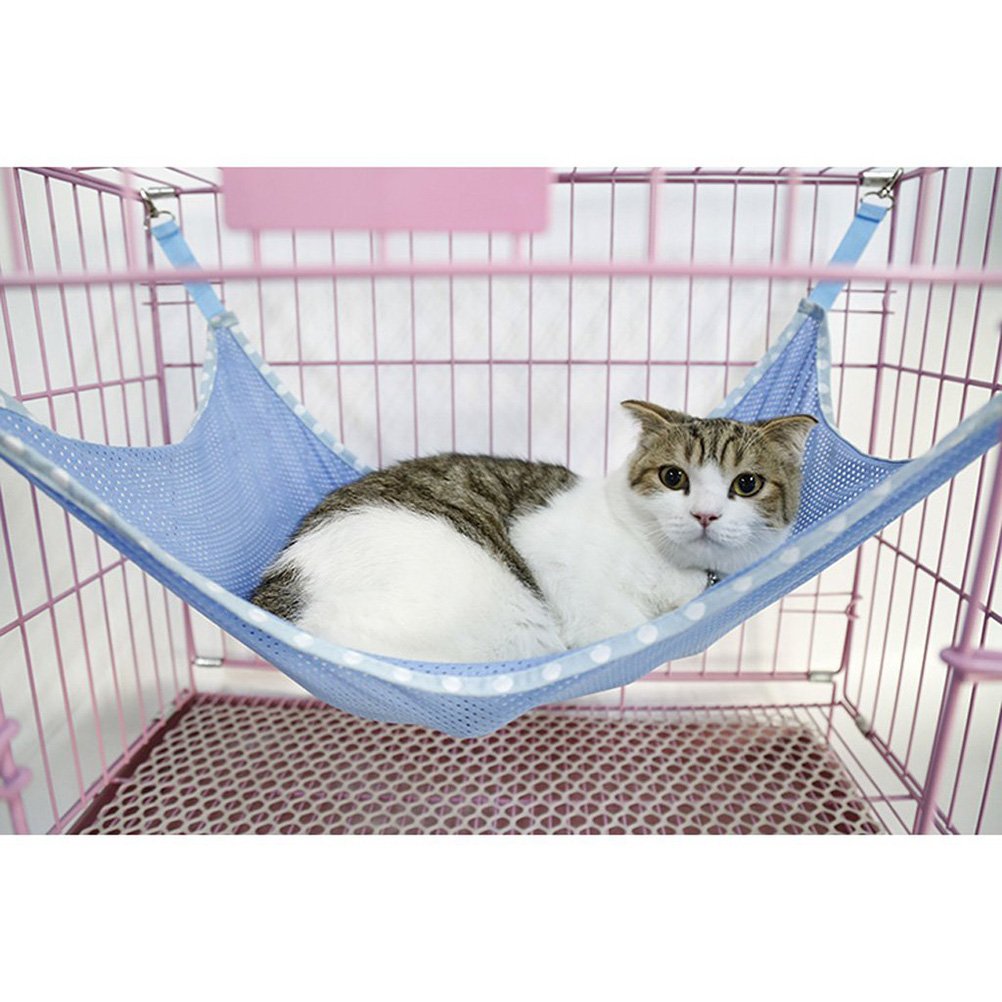 Hanging Cat Hammock Bed with Soft Blanket - Cozy Pet Swing for Cats, Kittens & Ferrets - Indoor/Outdoor Use for Lounging, Napping & Relaxing in Sun or Shade