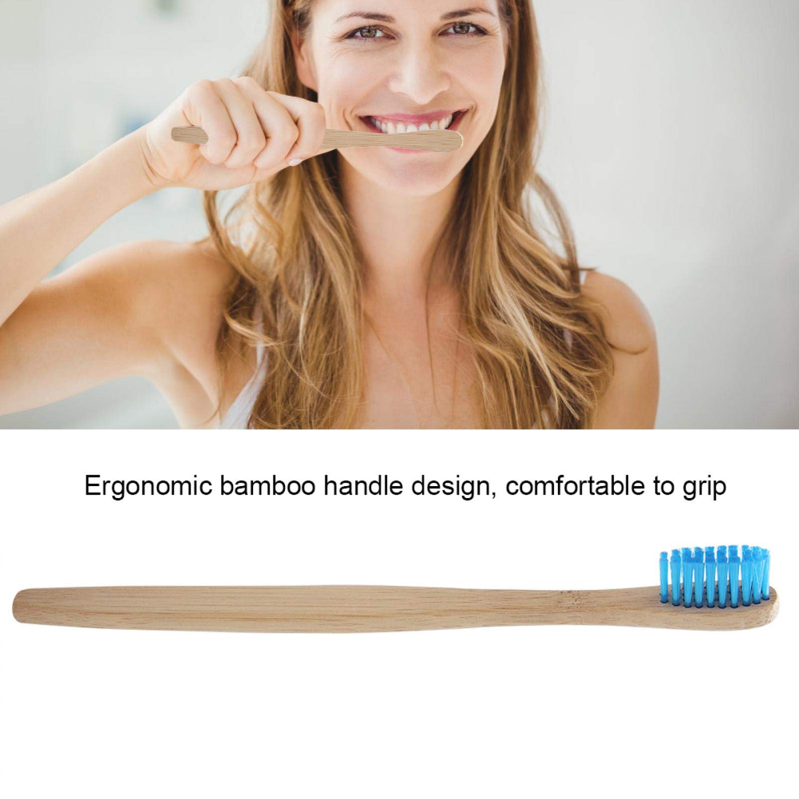 Haofy Bamboo Toothbrush - Eco-Friendly Natural Toothbrush with Soft Bristles for Sensitive Teeth (Blue) | Biodegradable & Sustainable Oral Care for Home, Travel & Zero Waste Lifestyle