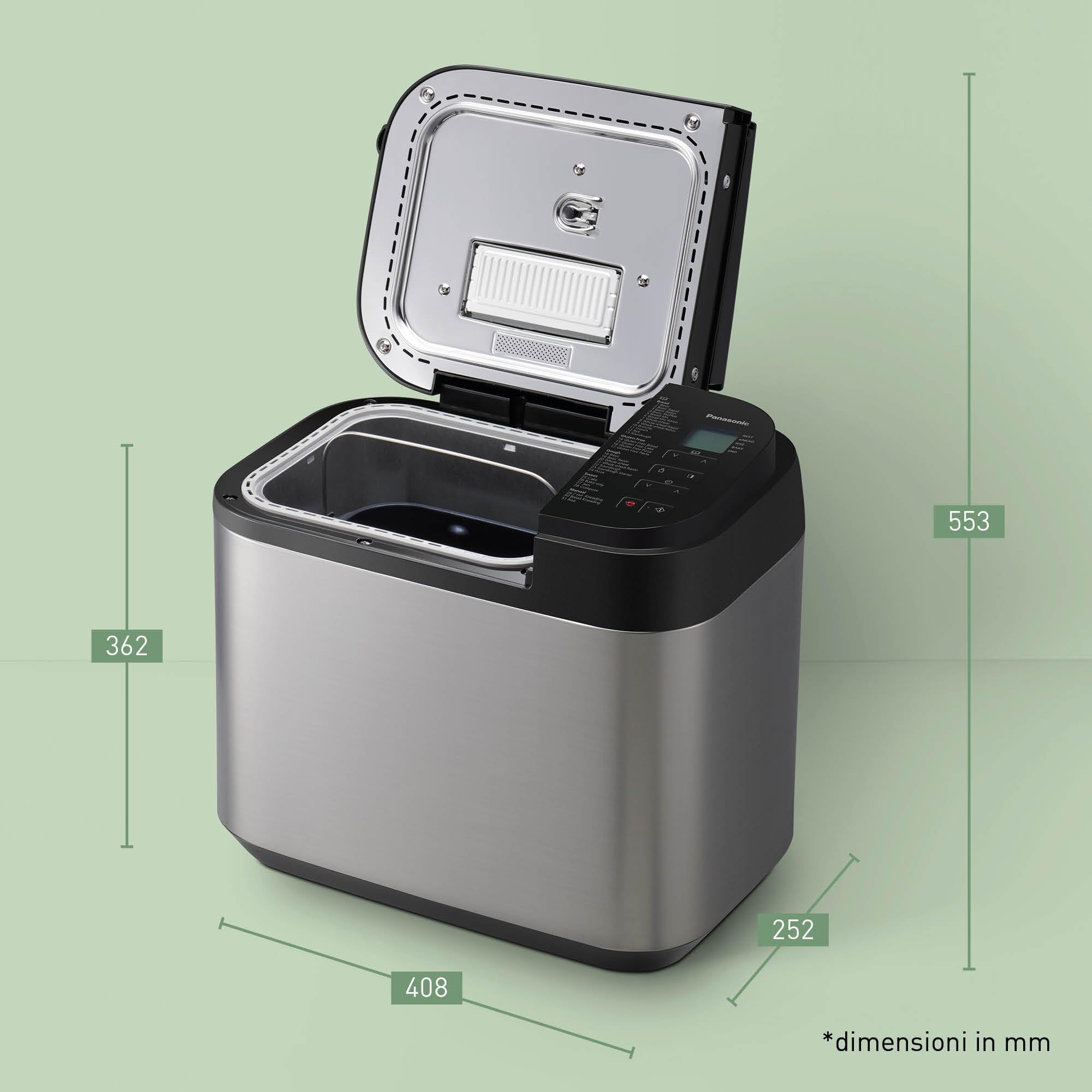 Panasonic SD-YR2550SXE Bread Maker with 31 Baking Programs, Yeast & Nut Dispenser, 13-Hour Digital Timer - Perfect for Homemade Bread, Pizza, Gluten-Free Baking, Cakes & Jams - Ideal for Kitchens, Bakeries & Healthy Living