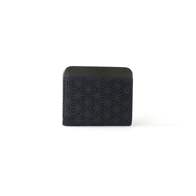Premium Japanese Deerskin Leather Wallet with Urushi Lacquer - Asanoha Hemp Leaf Pattern in Iron Blue - Handmade in Japan - Stylish & Durable Fold Wallet for Men - Perfect Gift for Business, Travel & Everyday Use