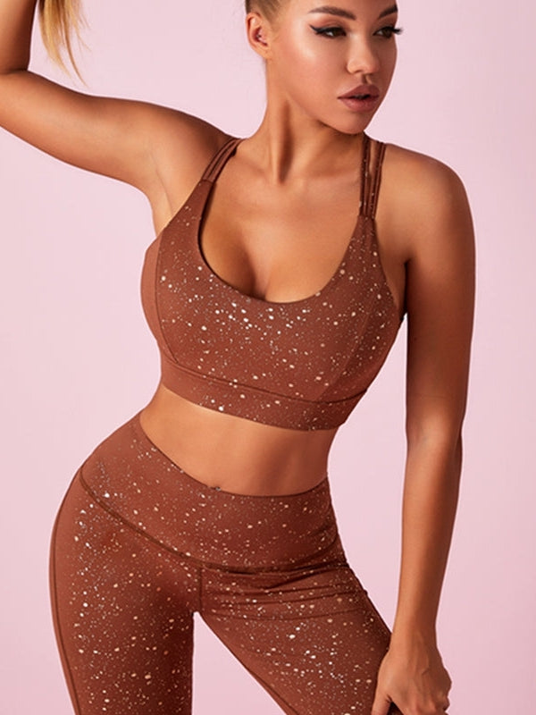 ZASUWA Women's Trendy Glossy Tracksuit Set - Big U Neck & Stylish Back Design for Fashion & Workout - Perfect for Gym, Running, Yoga & Casual Wear