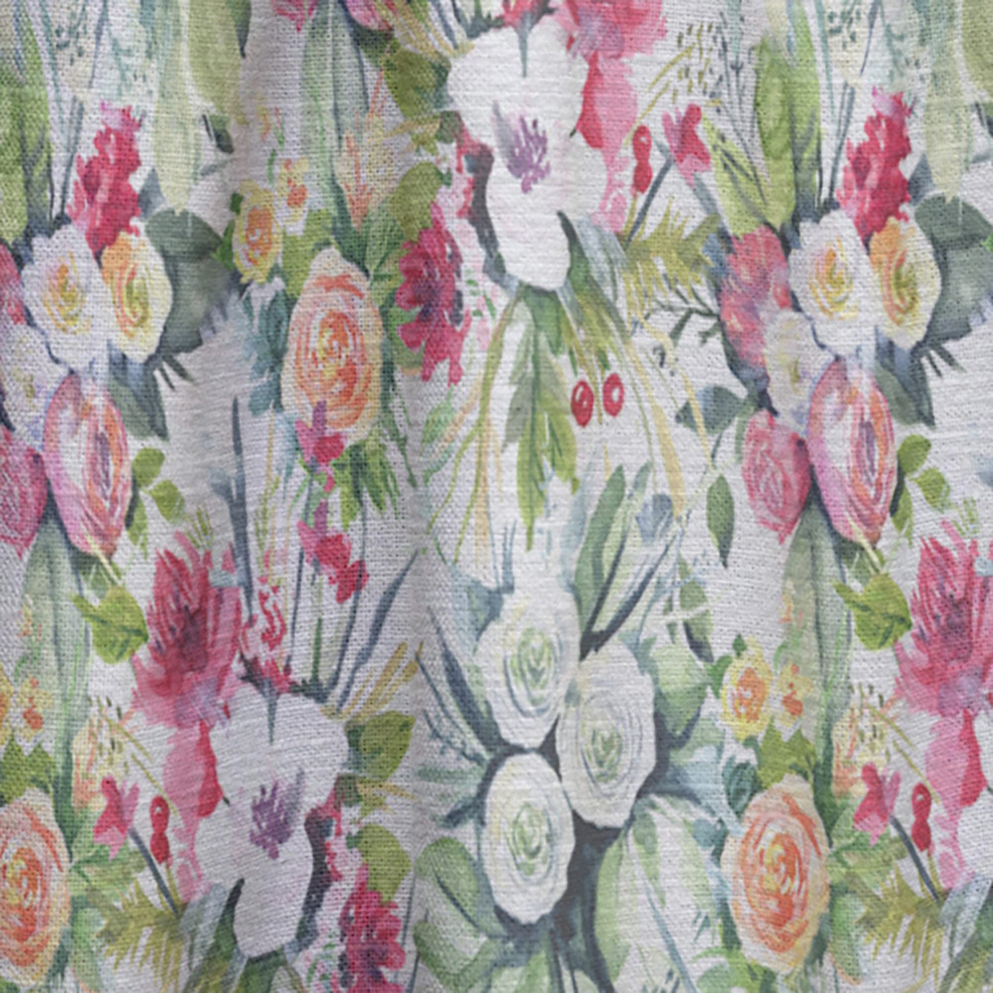 Thermal Insulated Floral Curtains - Mint Bouquet with White Red Yellow Flowers - 52x84 Single Panel for Bedroom & Living Room - Perfect for Home Decor & Light Control