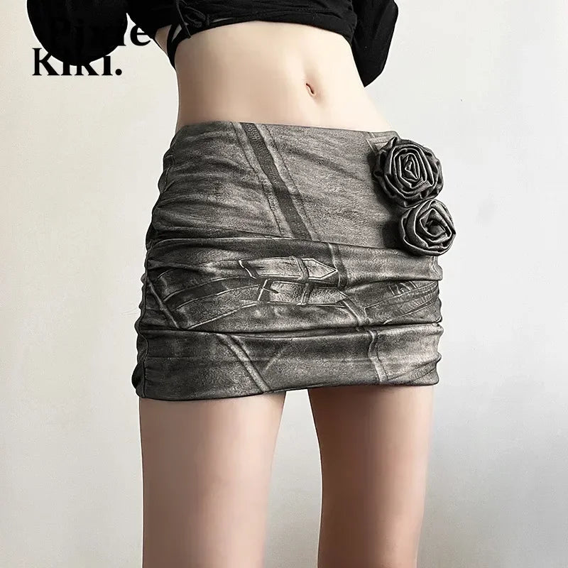 3D Floral Appliques Mini Skirts for Women - Sexy Micro Skirt Y2K Harajuku Fashion Streetwear | Perfect for Parties, Clubbing, and Summer Outfits