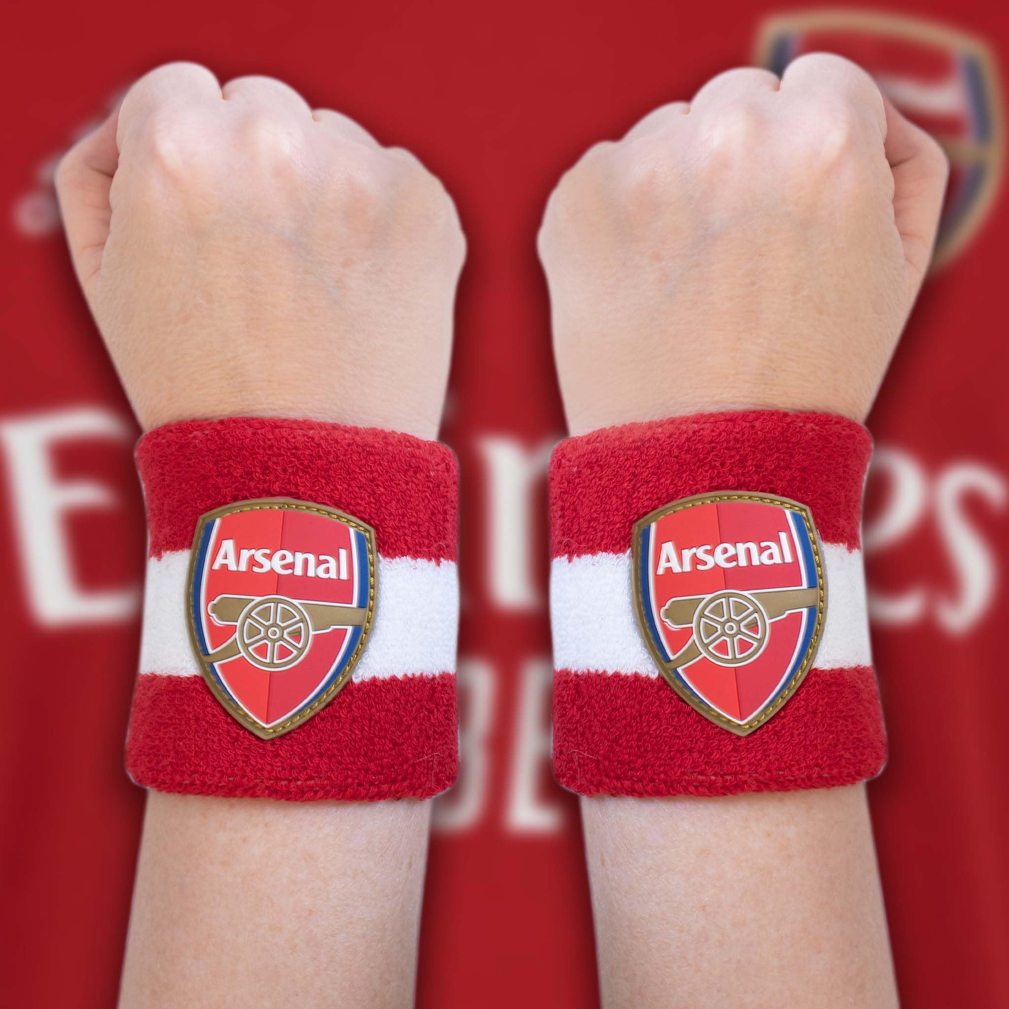 Official Arsenal F.C. Cotton Wristbands 2-Pack - Moisture Wicking Sweatbands for Men, Women & Kids - Perfect for Football, Running, Gym, Tennis & Sports | Show Your Gunners Pride During Workouts & Games