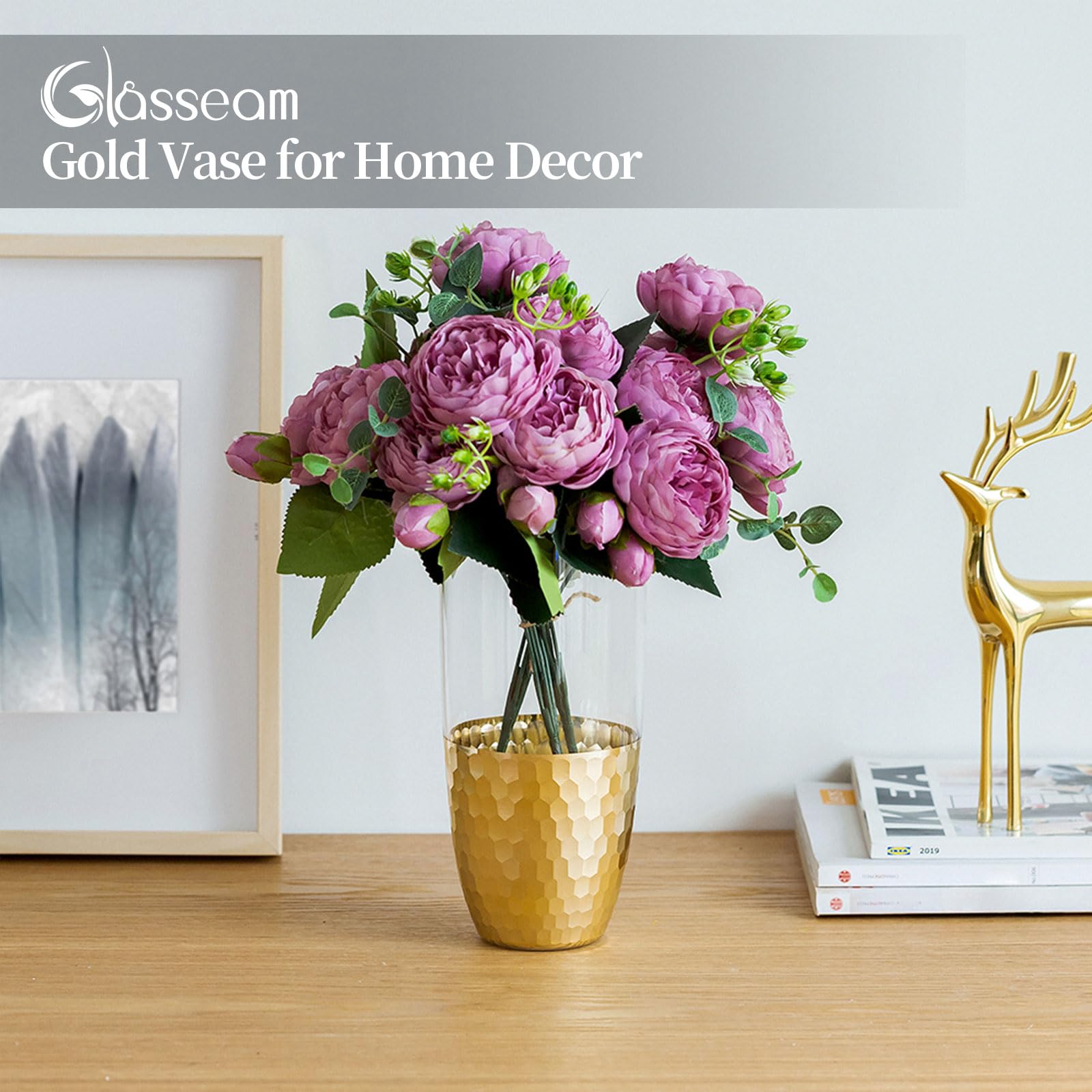 Elegant Gold Glass Flower Vase - 8.07