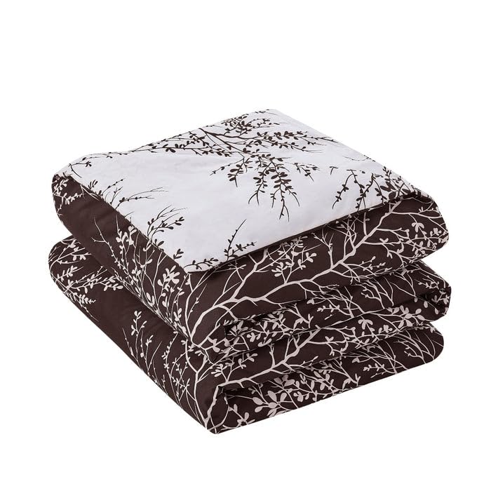Premium 6-Piece Queen Comforter Set - Ultra Soft Microfiber Bedding with Elegant Foliage Design - Includes Comforter & Pillow Shams (Chocolate, Queen Size) for Luxurious Deep Sleep - Perfect for Master Bedrooms, Guest Rooms & Cozy Winter Nights