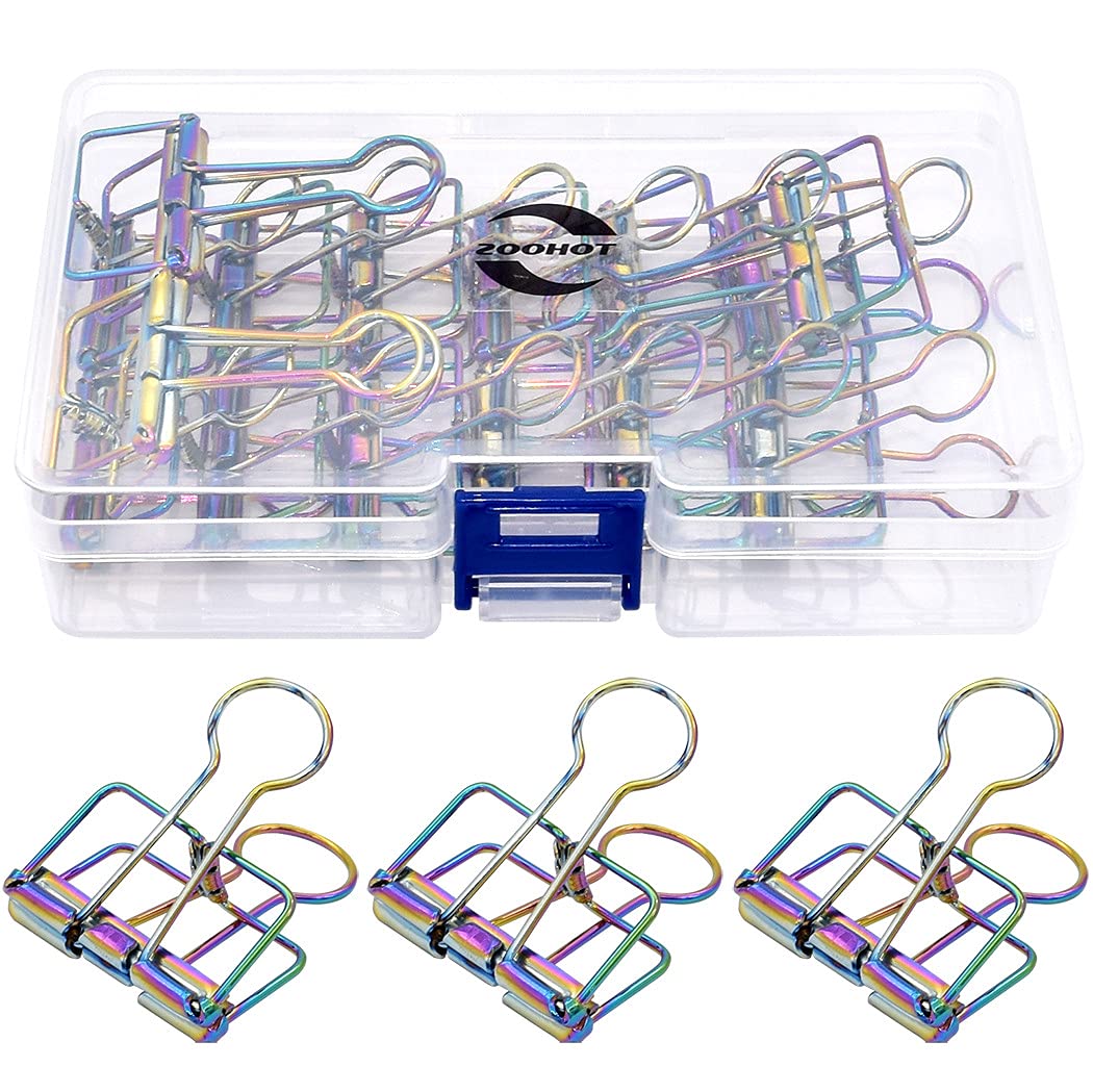 Colorful 32mm Binder Clips for Office & School - Strong Paper Clamps in Rainbow Colors - Perfect for Organizing Documents, Photos, and Art Projects