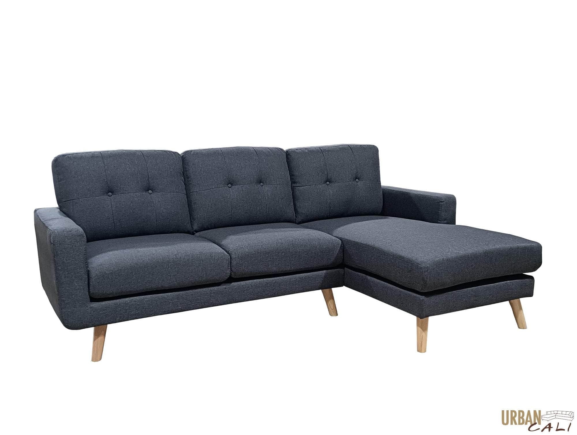 San Marino 87.75 Inch Wide Tufted Linen Sectional Sofa - 2 Color Options | Modern Living Room Furniture for Small Spaces & Apartments