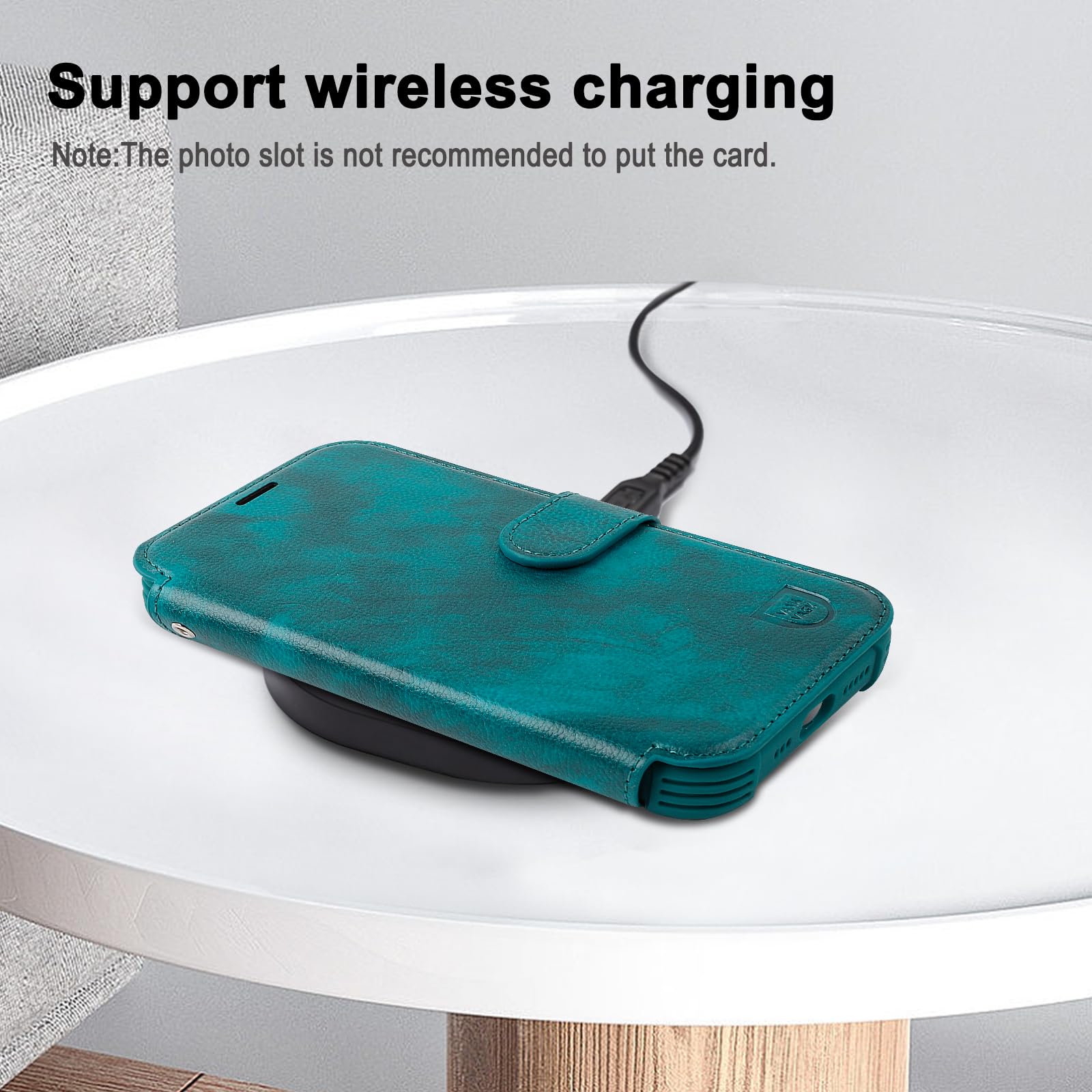 VANAVAGY iPhone 12/12 Pro Wallet Case - RFID Blocking Leather Flip Cover with Card Holder & Wrist Strap | Wireless Charging Compatible | Includes Tempered Glass Screen Protector | Midnight Green | Perfect for Daily Use, Travel & Business Meetings