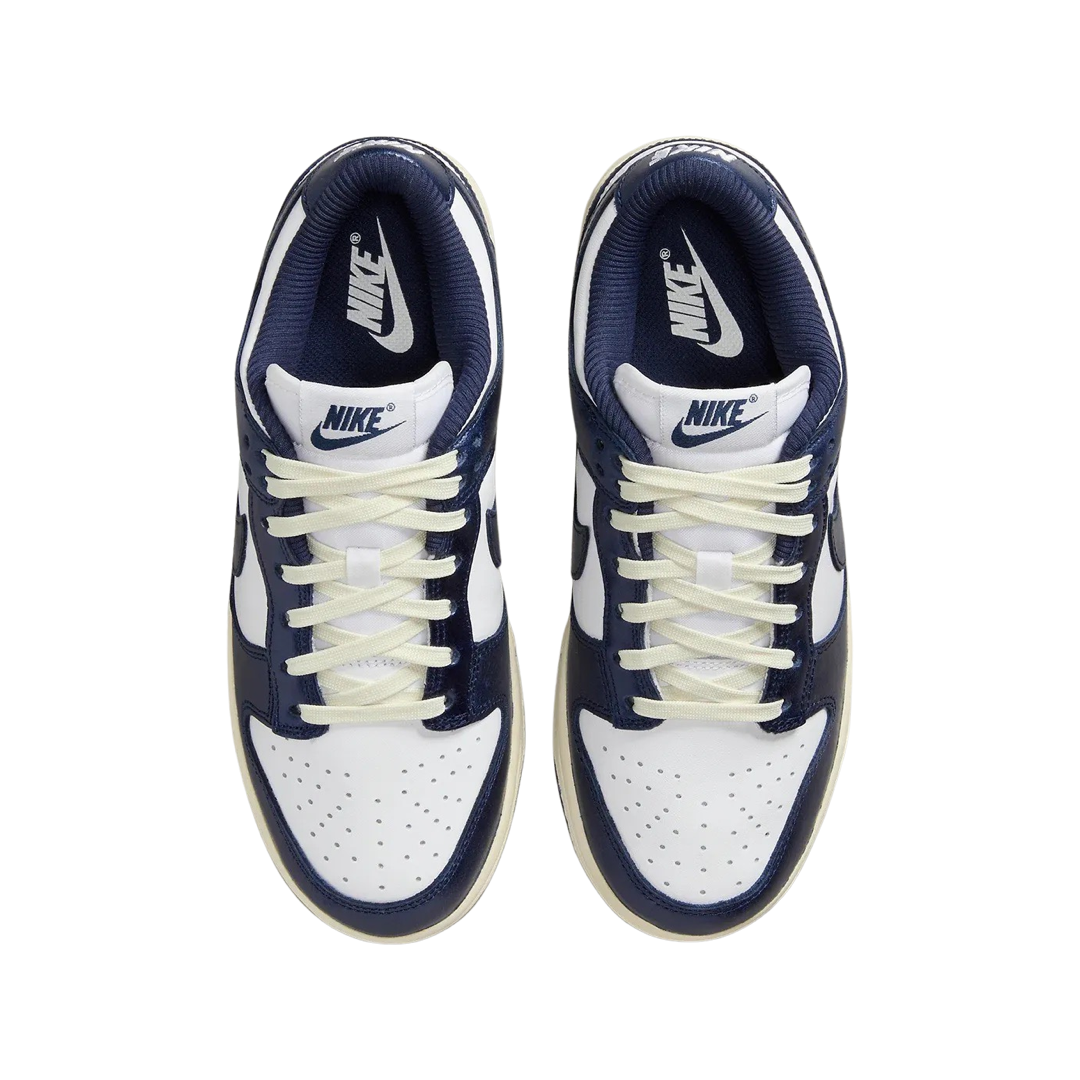 Nike Women's Dunk Low Premium Vintage Navy Sneakers - Retro Basketball Shoes for Women - Casual Streetwear & Gym Workout Fashion