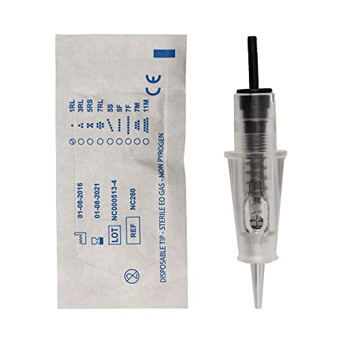 5Pcs 1RL Permanent Makeup Needles - Professional Eyebrow & Eyeliner Tattoo Needles (10mm Diameter) - PMU Pen Cartridge for Microblading & Cosmetic Tattooing | Perfect for Salon, Spa & Home Use