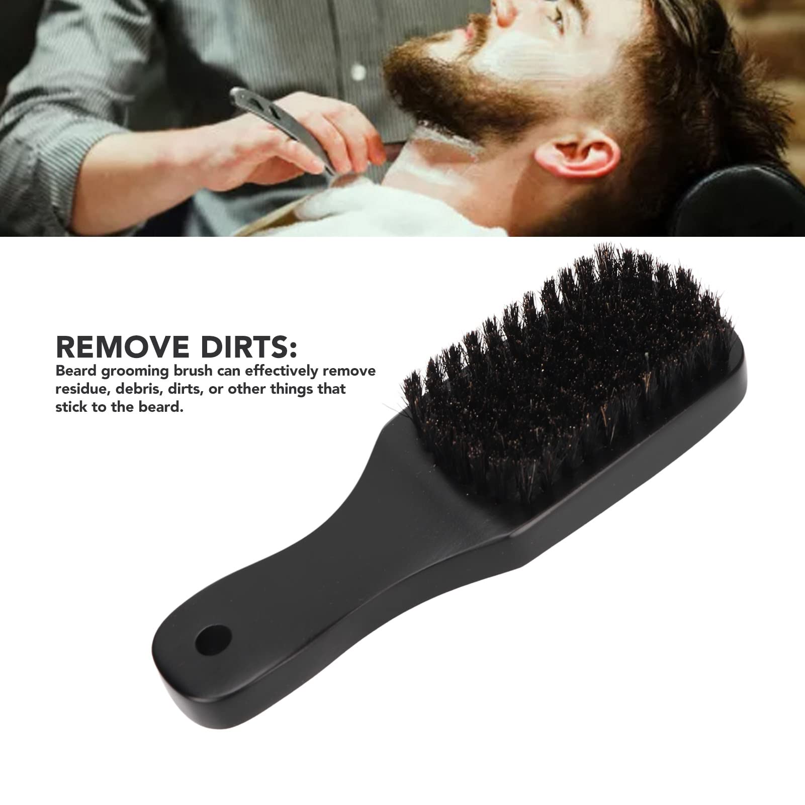 Premium Wooden Handle Beard Brush for Men - Soft Bristles for Styling, Grooming & Cleansing - Comfortable Home & Salon Use - Ideal for Beard Care, Styling & Daily Grooming Routine