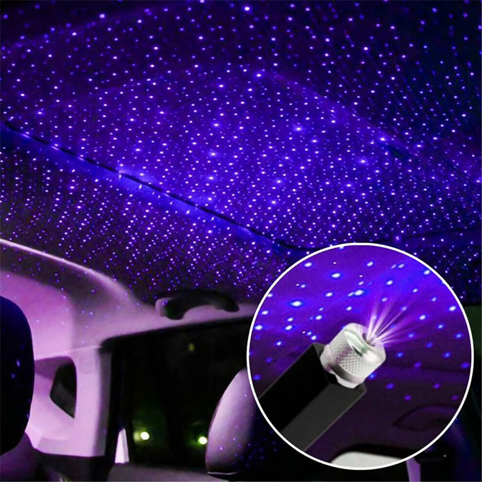 Luminous Ride - USB Car Roof LED Star Projector Night Light, Adjustable Galaxy Projector for Auto Interior Ceiling, Plug & Play (Purple) - Perfect for Road Trips, Camping & Romantic Car Dates