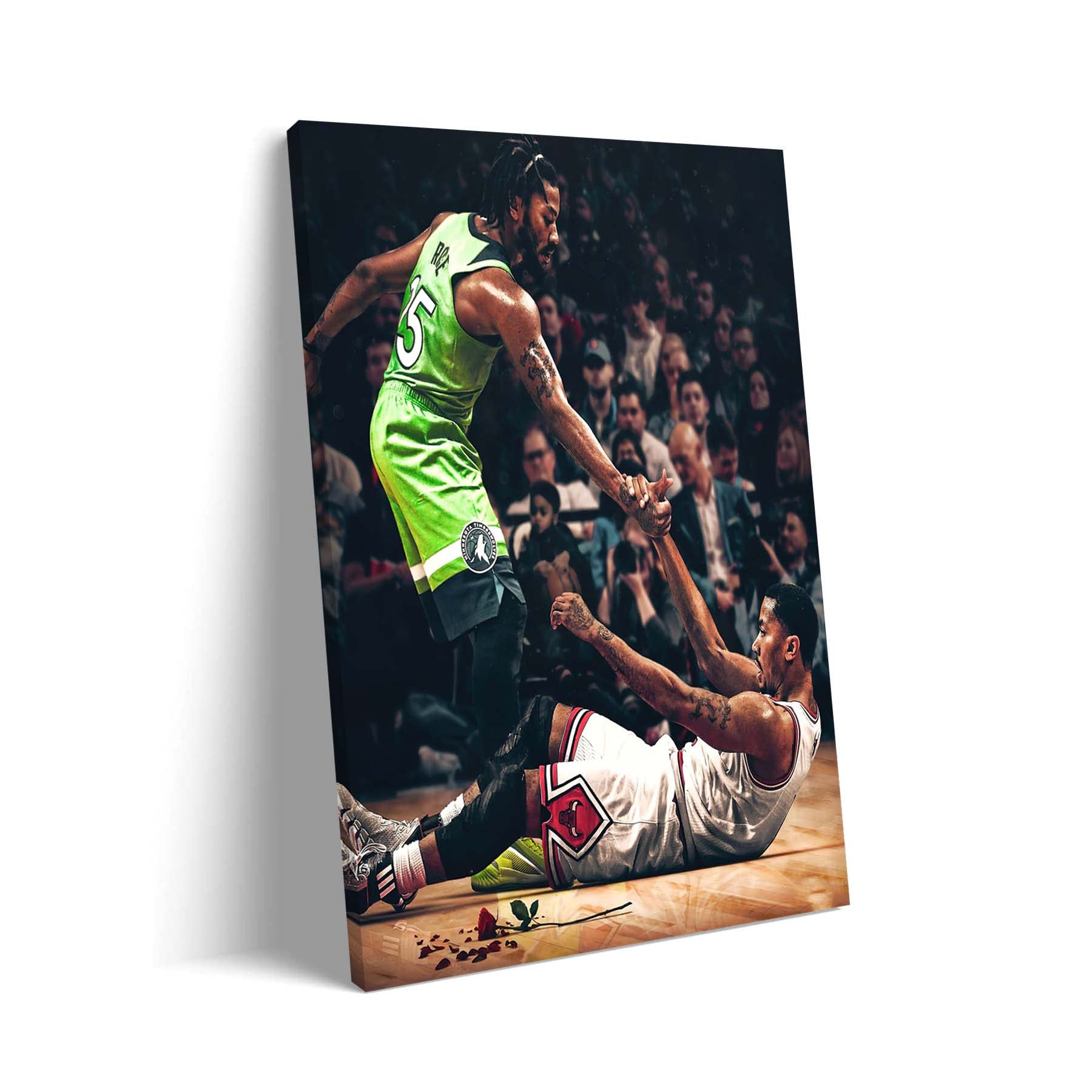 Derrick Rose Poster - Famous NBA Basketball Superstar HD Canvas Wall Art - 12x18 Inches Unframed - Perfect for Sports Fans, Man Cave & Game Room Decor