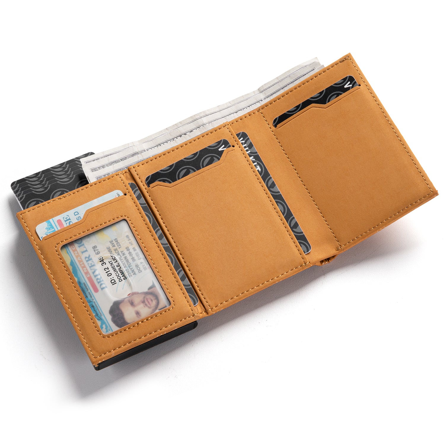 VC302 Limited Edition Numbered Tri-Fold Wallet with Side Slider & Magnetic Closure - Perfect for Everyday Carry, Travel & Business (Men's RFID Blocking Leather Wallet)