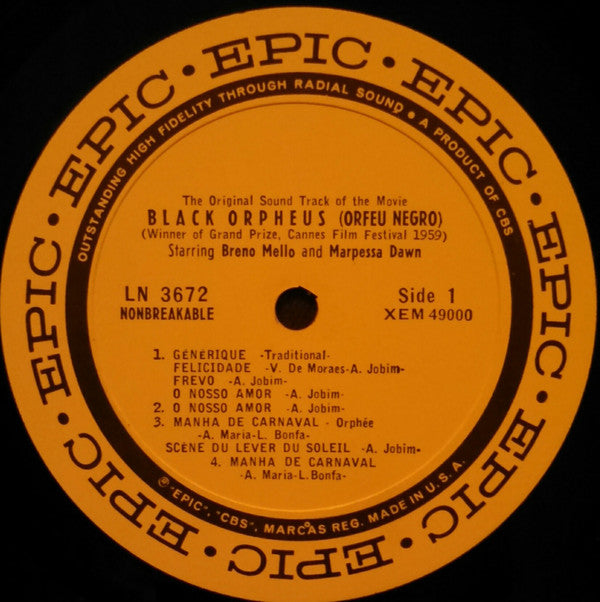 Antonio Carlos Jobim & Luiz Bonfá - Black Orpheus (Orfeu Negro) Original Motion Picture Soundtrack LP Vinyl Record (Mono, Reissue, Very Good Condition) - Perfect for Jazz Collectors & Movie Soundtrack Enthusiasts