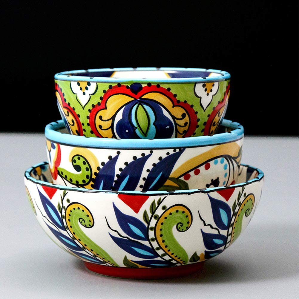 SCAU 4/5/6 Inch Porcelain Bowls Set of 3 - 16/10 Oz Ceramic Bowls for Cereal, Soup, Salad & Pasta - Durable Kitchen & Dining Tableware for Home, Restaurant & Party Use