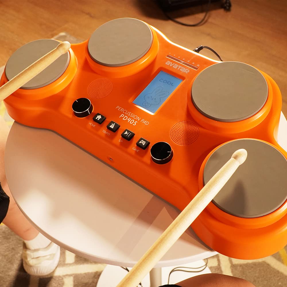 PD405 Electronic Drum Set with 4 Velocity-Sensitive Pads, 163 Sounds, Built-in Speaker, Pedals & Drum Sticks - Perfect for Beginners, Home Practice & Christmas Gifts